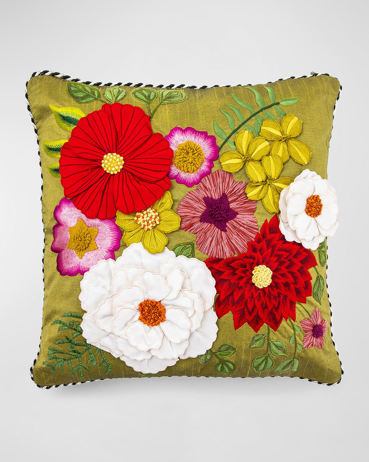 Mackenzie-childs Fleur De Leaf Decorative Pillow In Multi