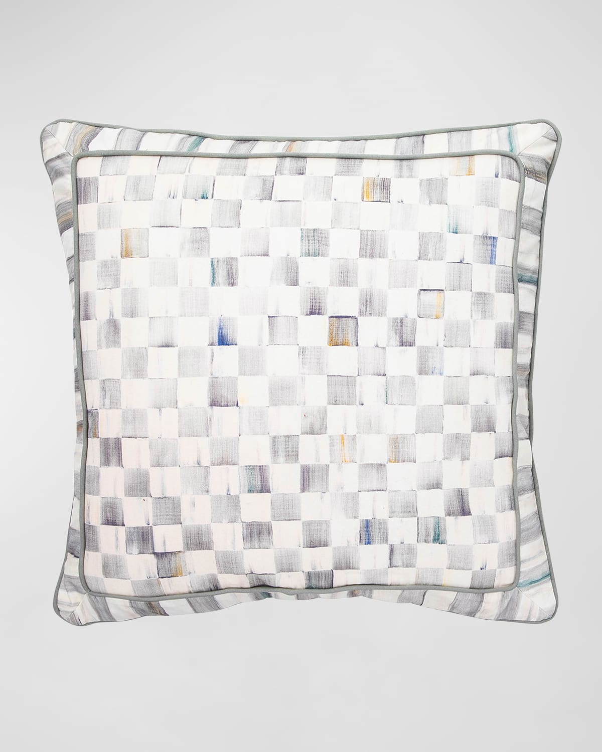 Mackenzie-childs Sterling Check Decorative Pillow In Gray