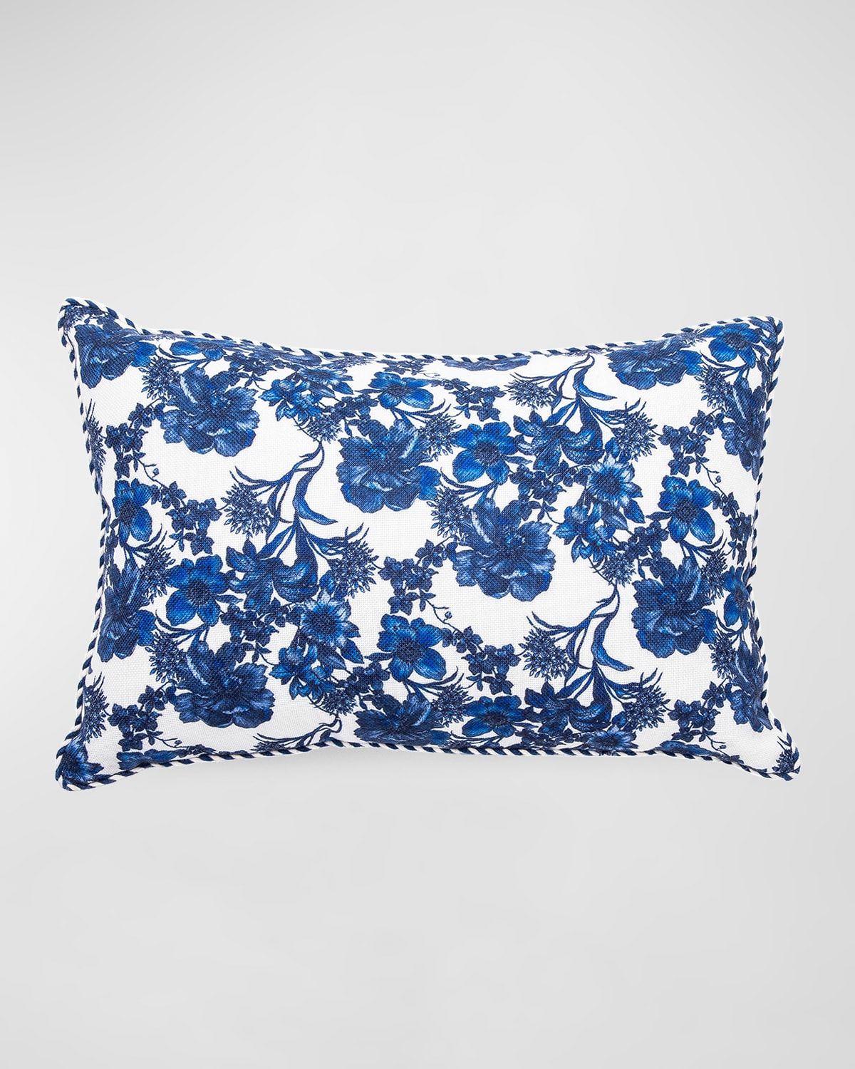 Mackenzie-childs English Garden Outdoor Lumbar Pillow In Blue