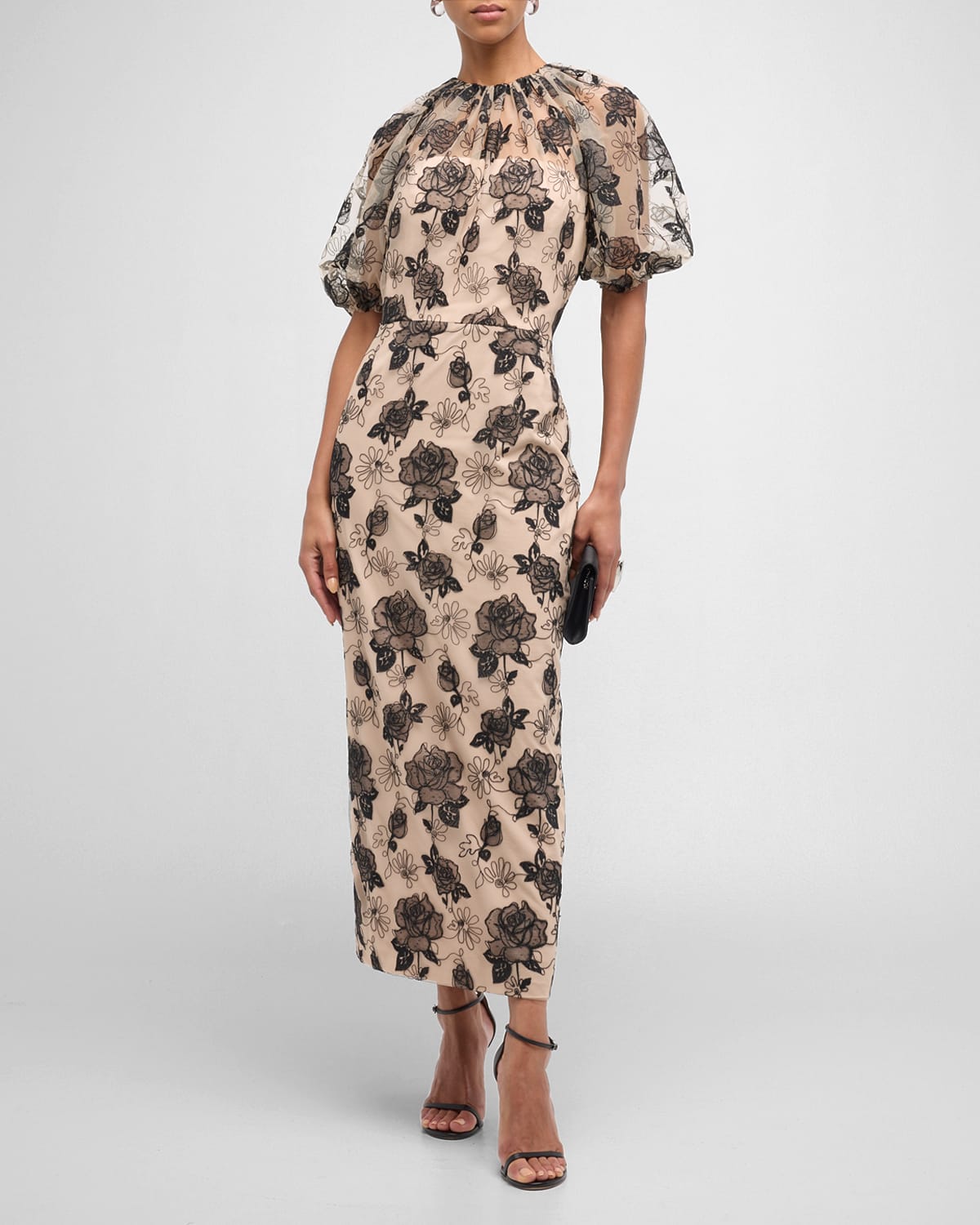 Naomi Sheath Dress with Floral Embroidery