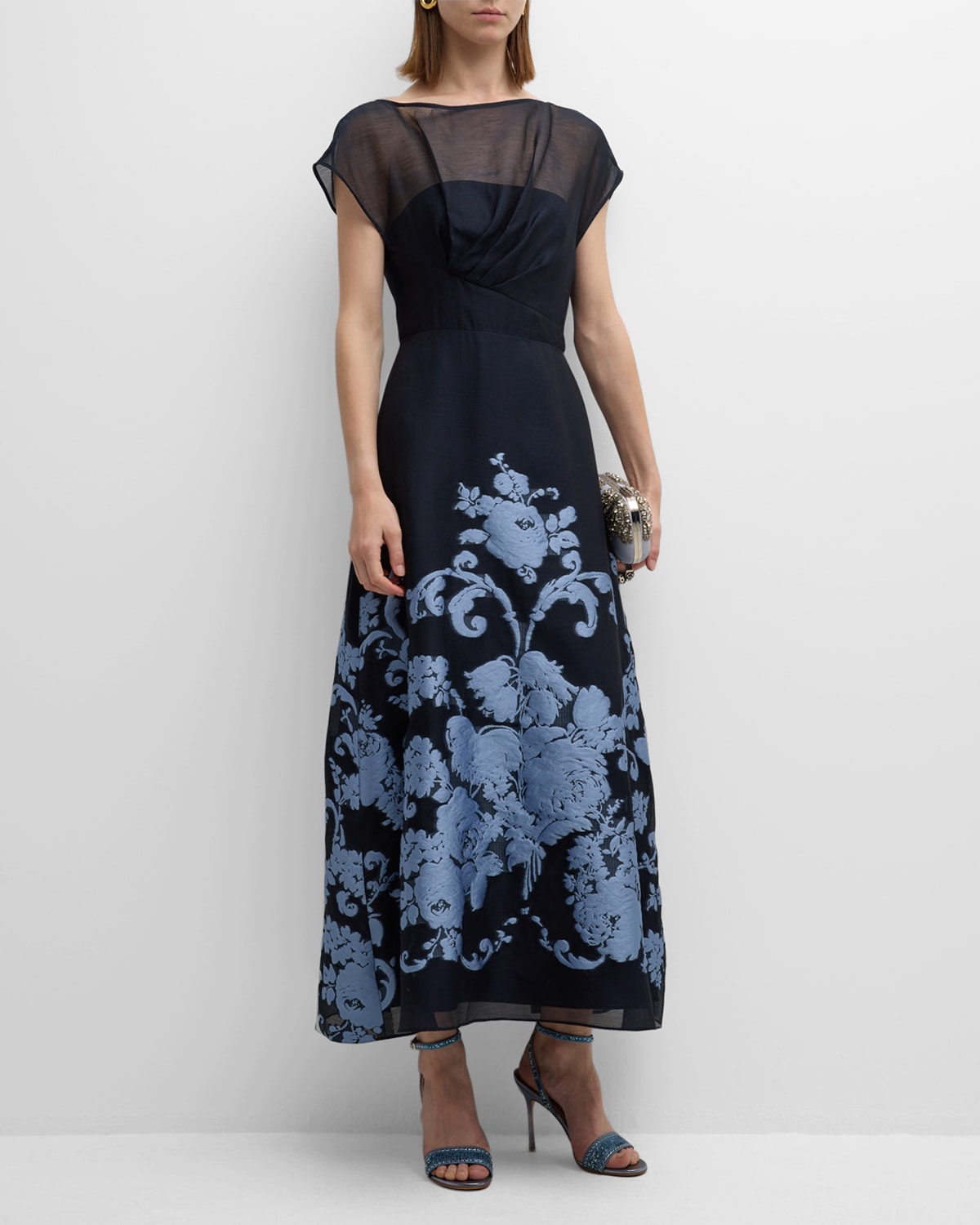 Evelyn Floral Embroidered Midi Dress
