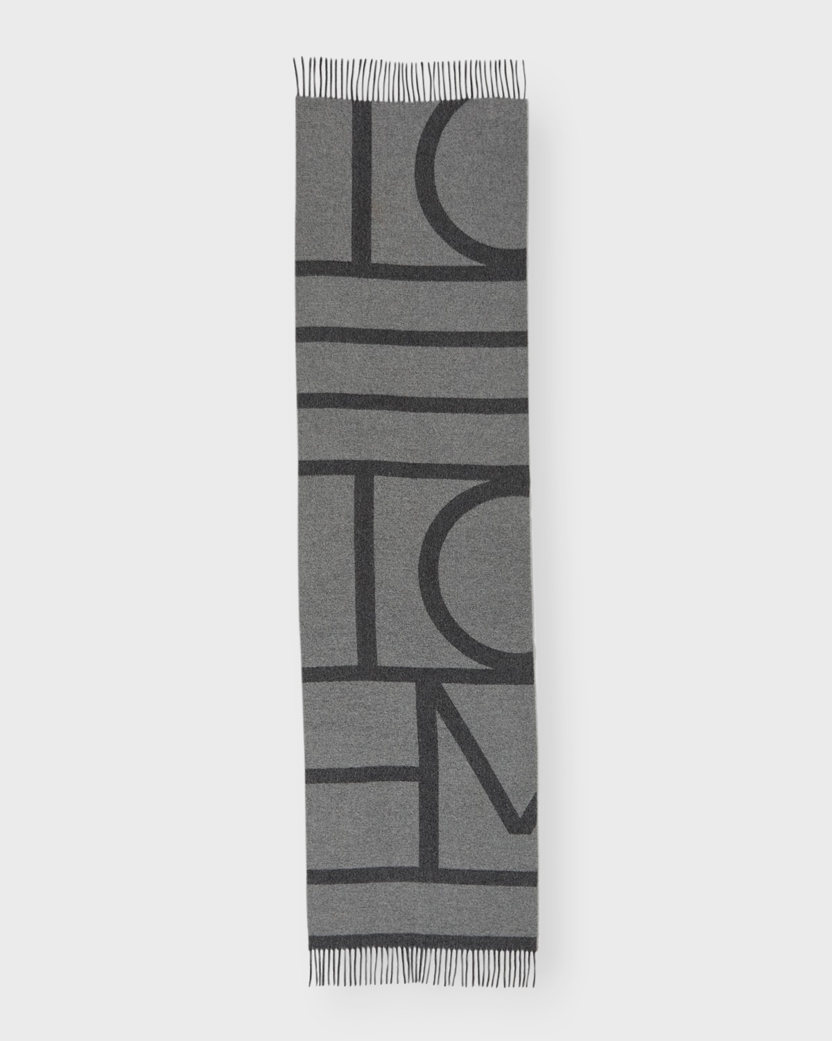 Totême Monogram Jacquard Wool Scarf In 942 Grey Monogram