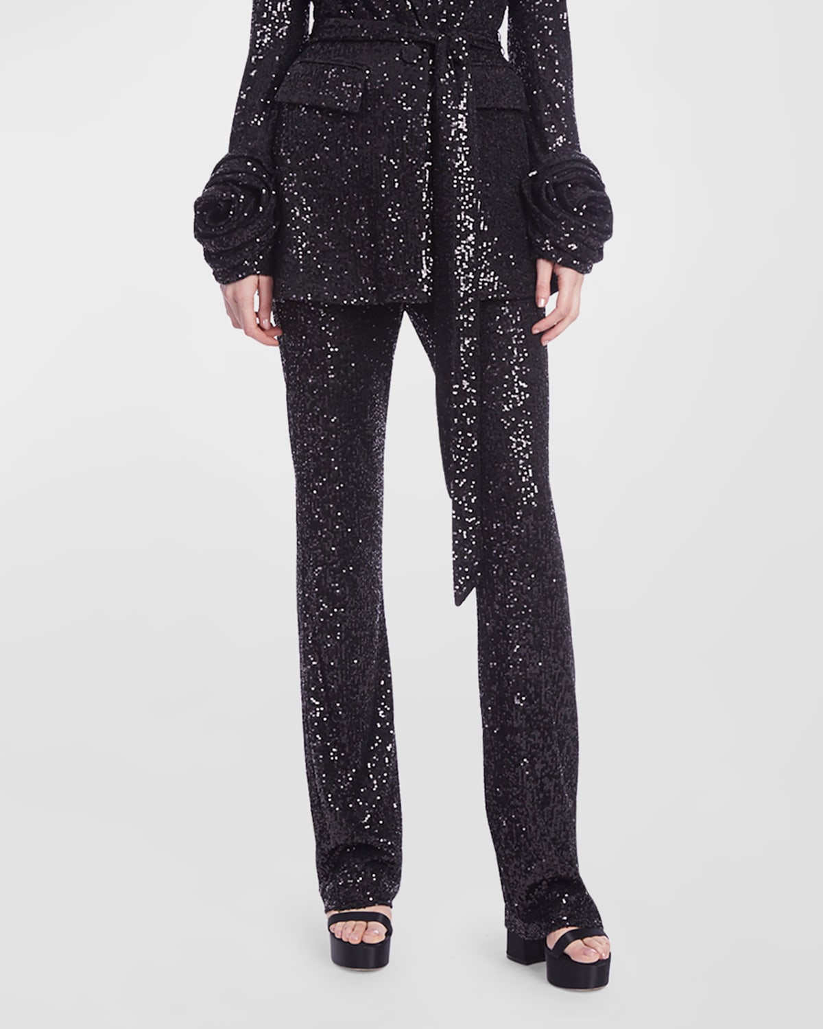 Sequin Boot-Cut Pants