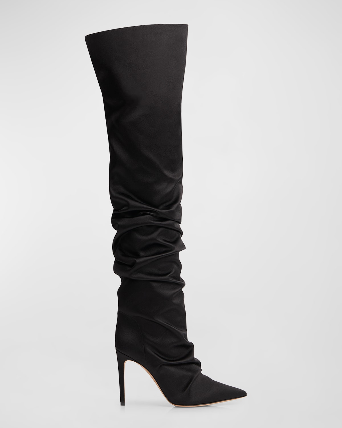 Prota Fiori Primavera Slouchy Silk Over-the-knee Boots In Nero
