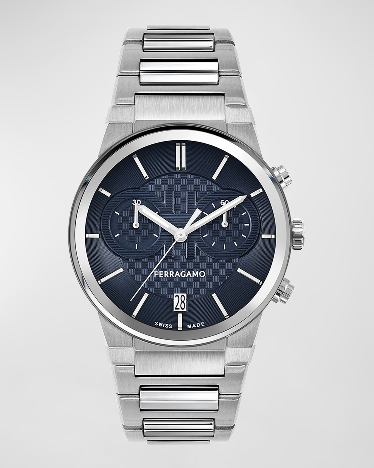 Ferragamo Sapphire Chrono Bracelet Watch In Stainless Steel