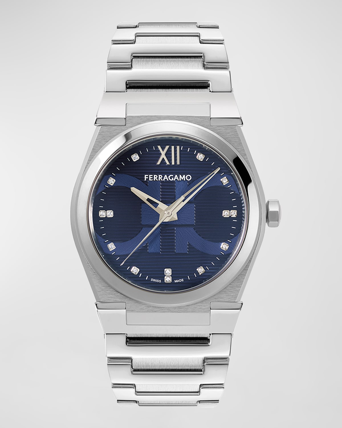 Shop Ferragamo Men's 40mm Vega Holiday Capsule Watch With Bracelet Strap, Blue In Stainless Steel