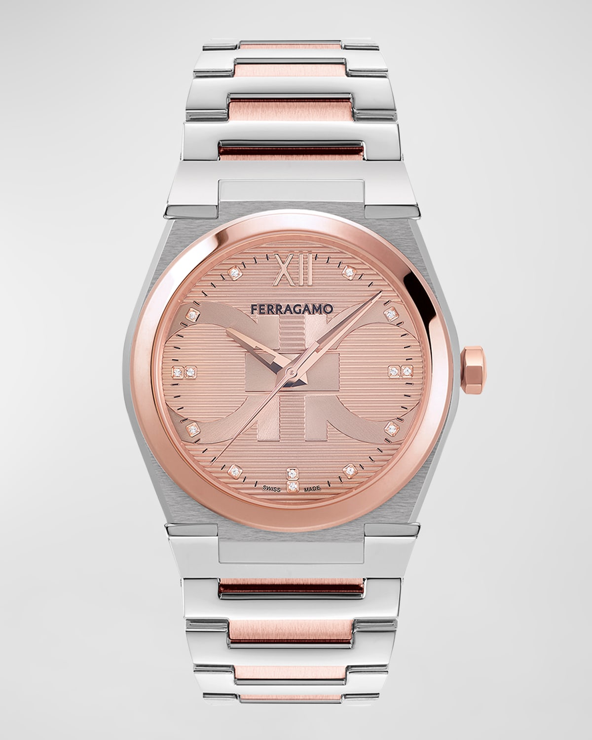 Ferragamo Men's 40mm Vega Holiday Capsule Watch With Bracelet Strap, Two Tone Rose Gold In Two Tone