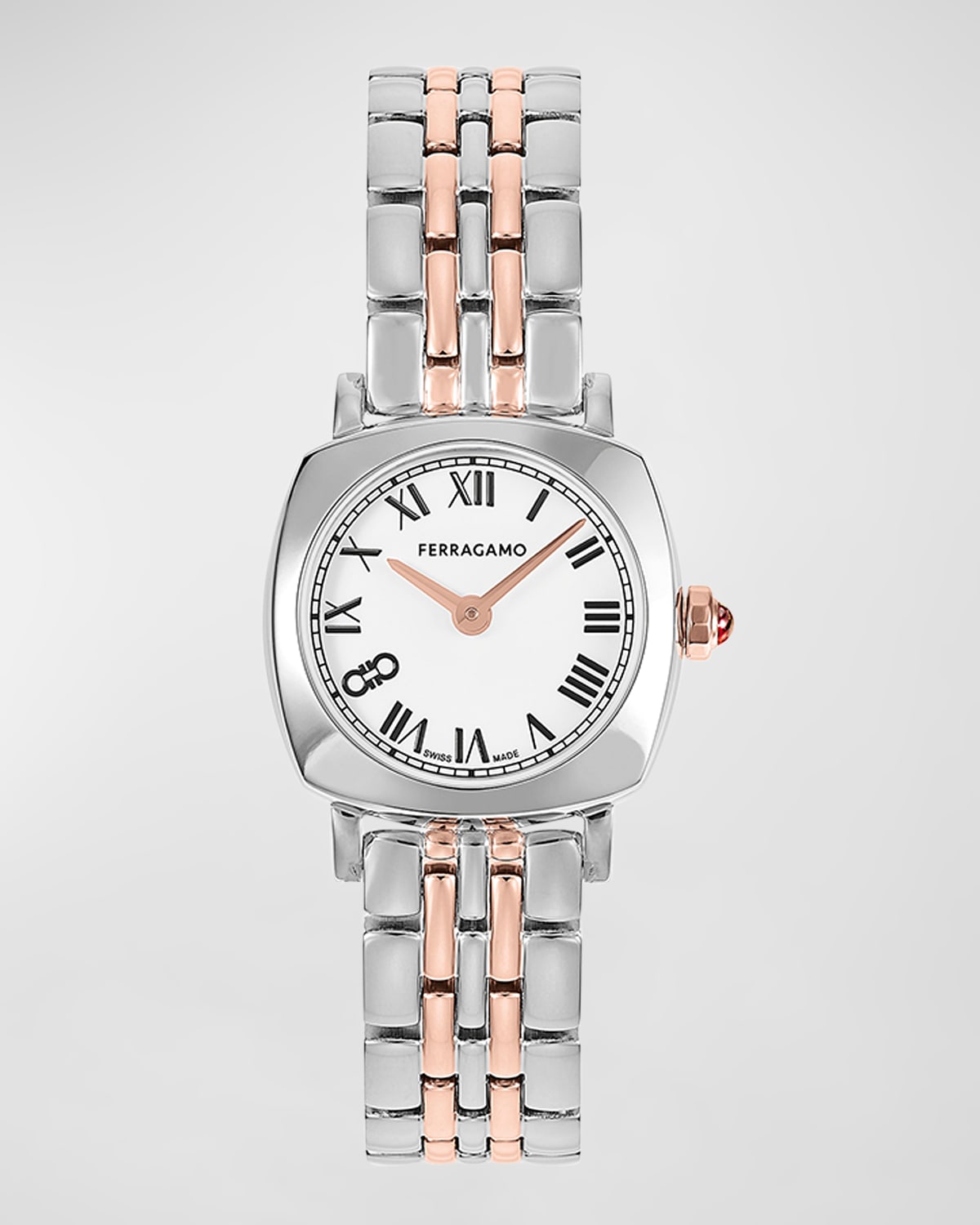 Ferragamo Soft Square Watch, 23mm In Two Tone