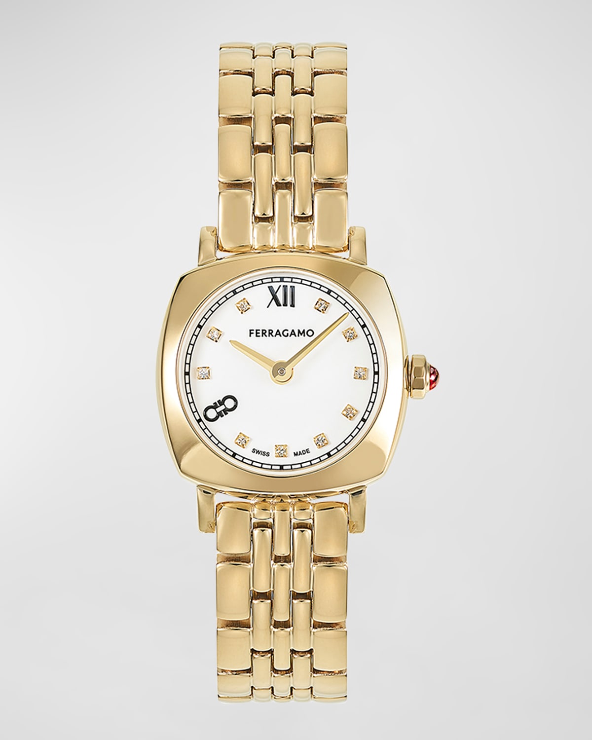 Shop Ferragamo 23mm  Soft Square Watch With Bracelet Strap, Yellow Gold In Ip Yellow Gold