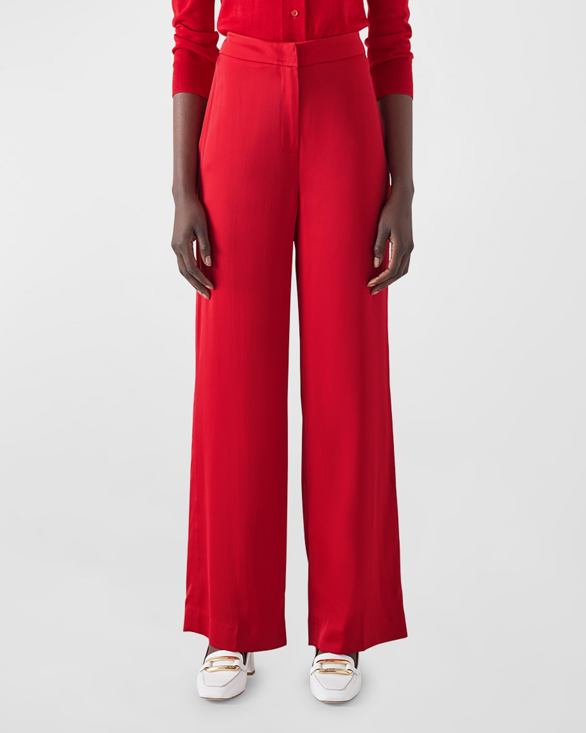 Lk Bennett Seydoux High-rise Straight-leg Trousers In Cherry