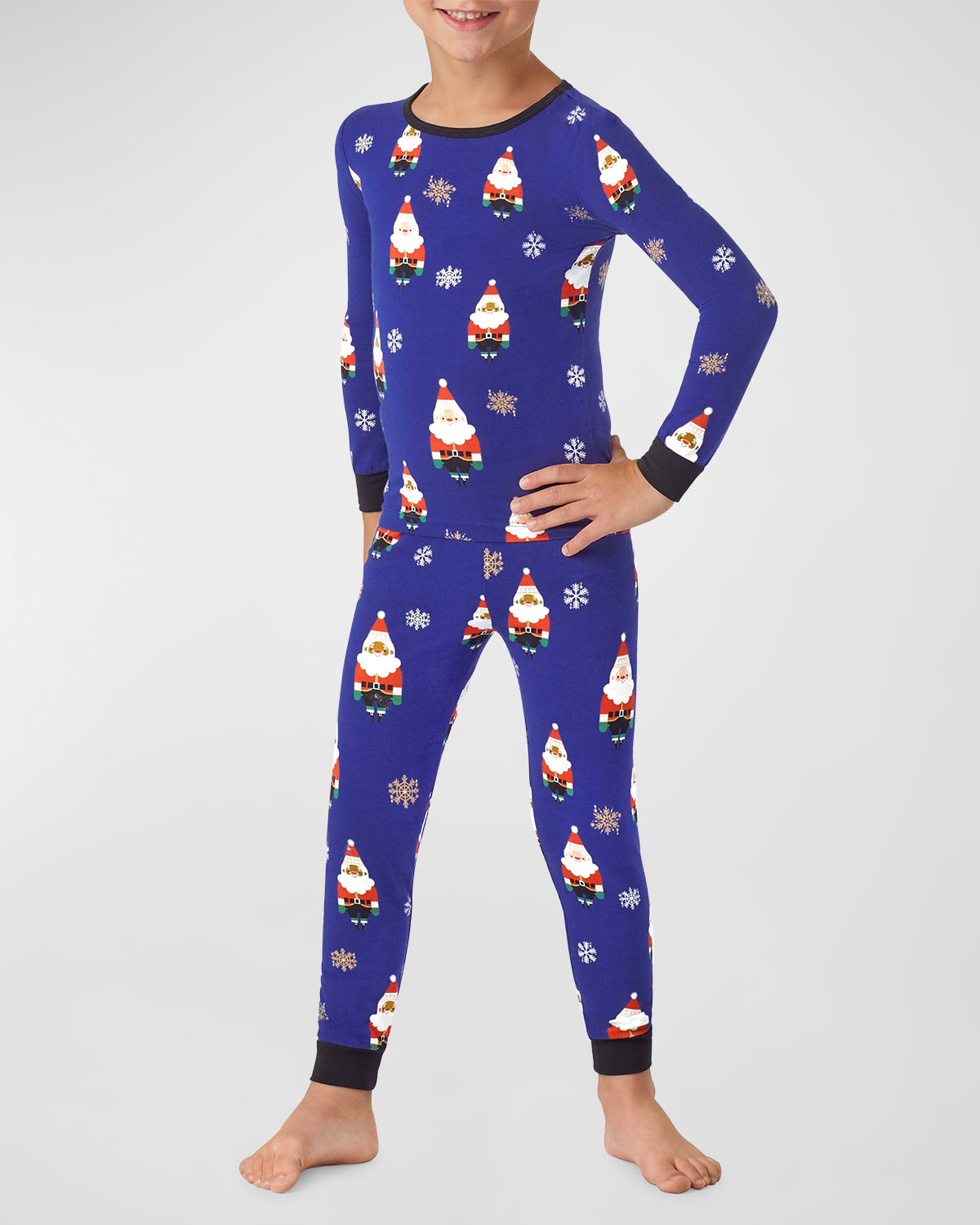 Bedhead Pajamas Kid's Santa & Snowflake-print Pajamas In Blue