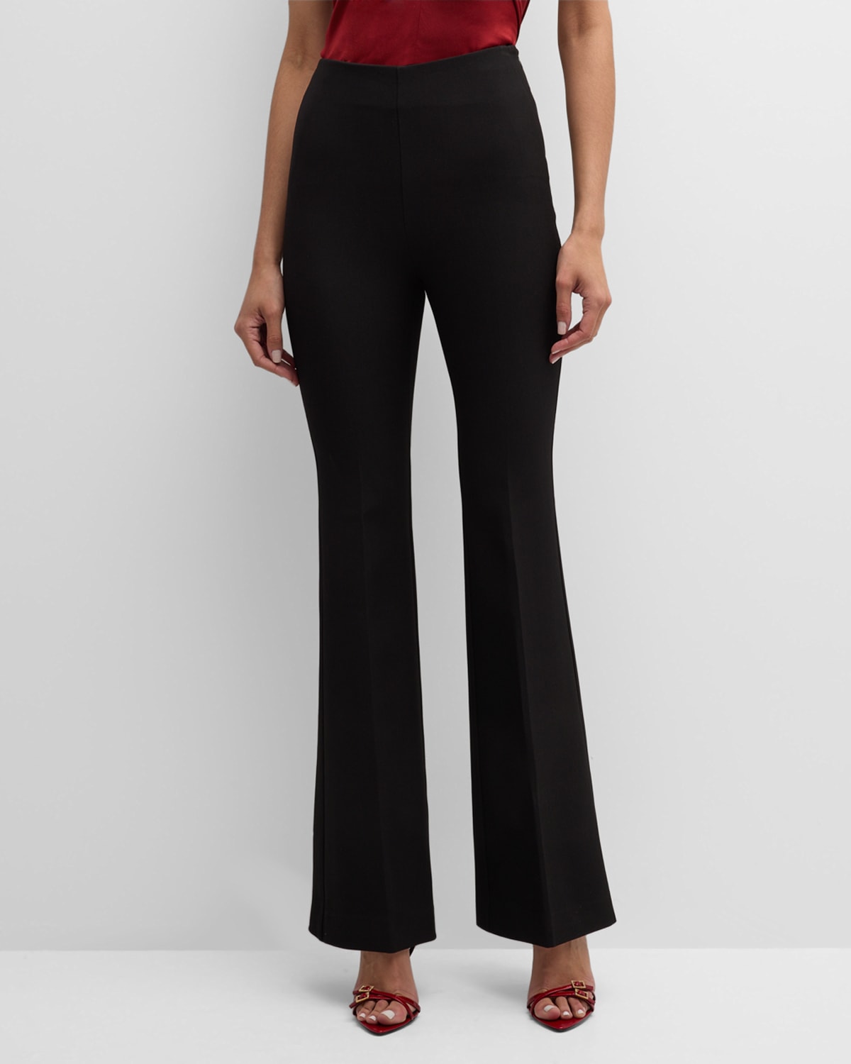 Shop Roland Mouret High-rise Stretch Tailored Flared Trousers In Black