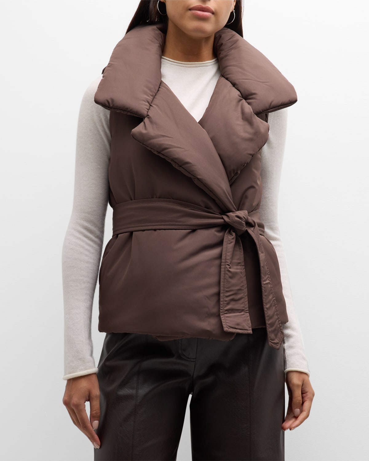 Norma Kamali Sleeveless Sleeping Bag Vest In Chocolate