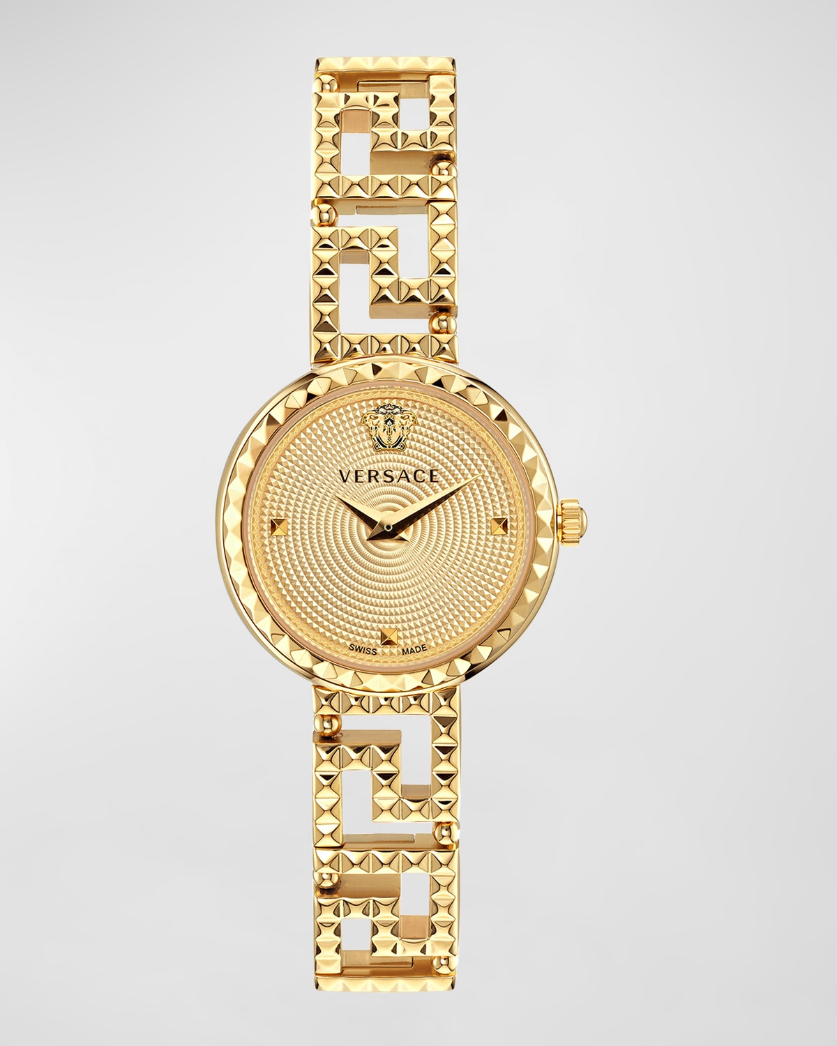 Shop Versace 28mm Greca Goddess Watch With Bracelet Strap, Gold Plated In Ip Yellow Gold