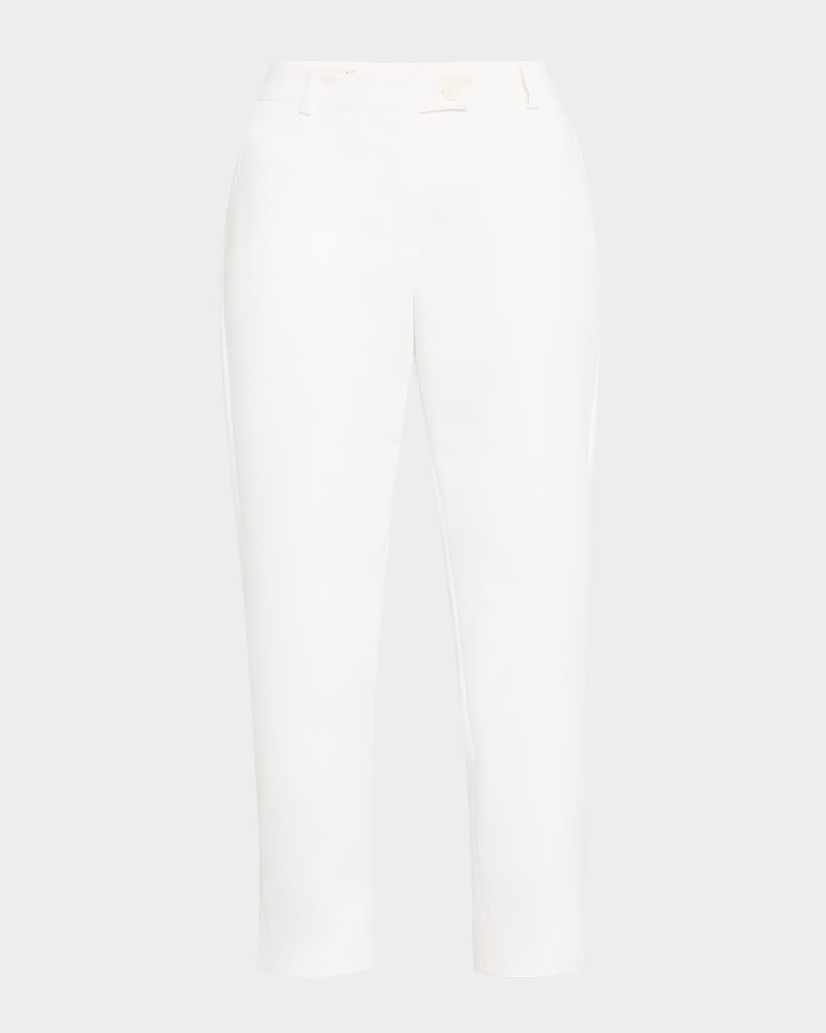 Maison Common Mid-rise Slim-leg Ankle Cotton-blend Trousers In Open White