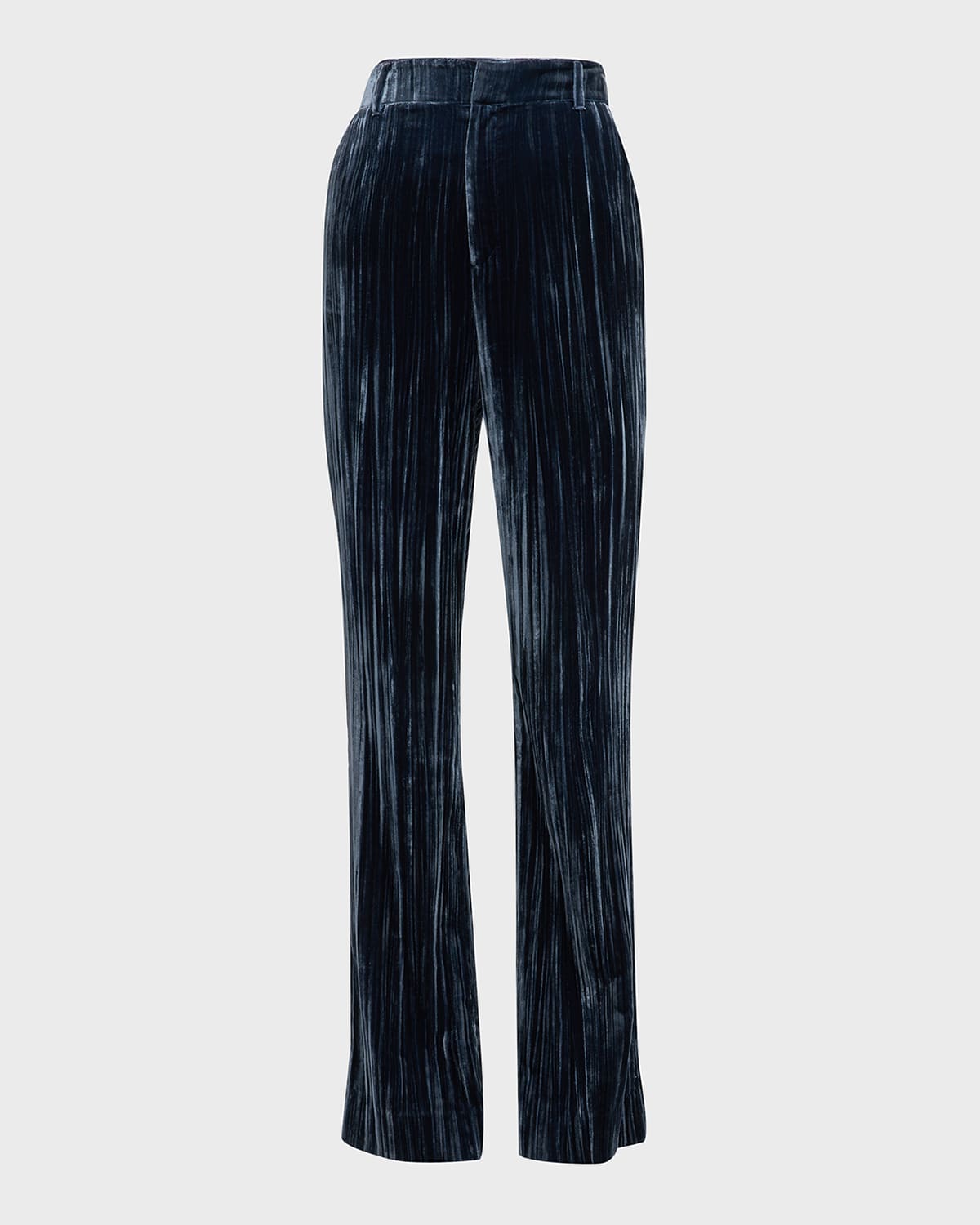 Cinq À Sept Collins Relaxed Straight-leg Velvet Pants In Peacock Blue