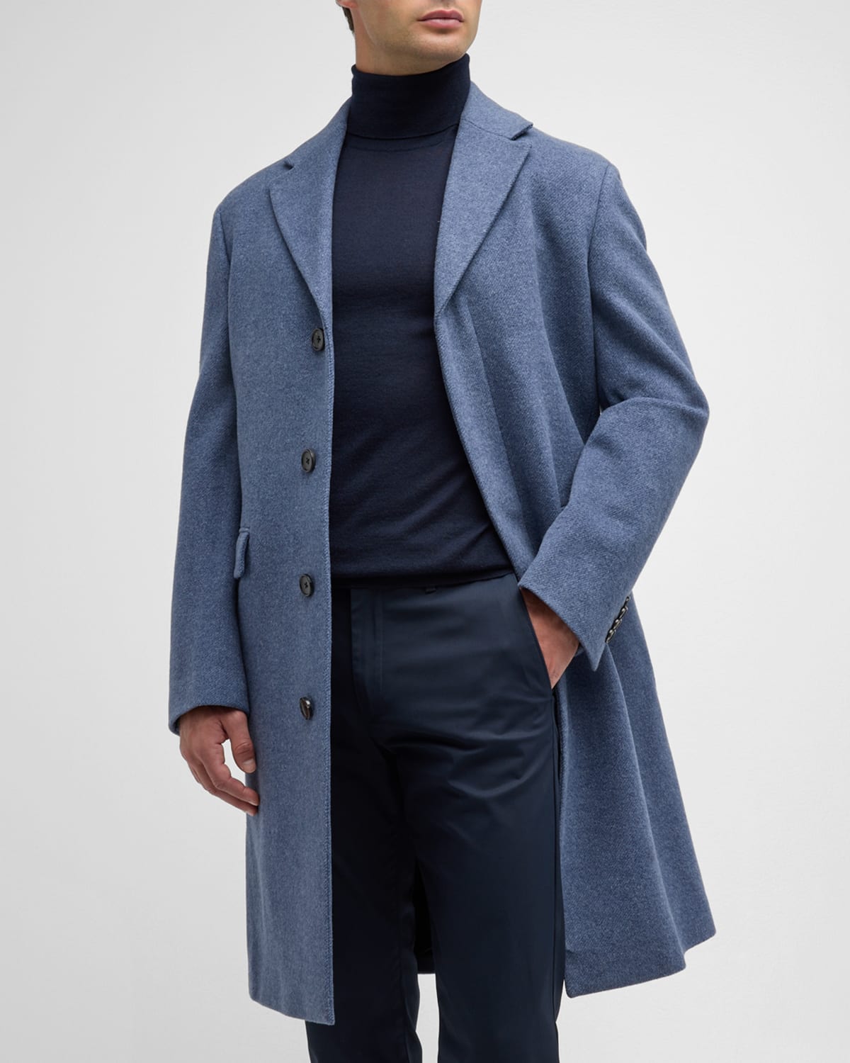Cardinal Of Canada Men's Mercer Classic Wool-blend Topcoat In Light Blue
