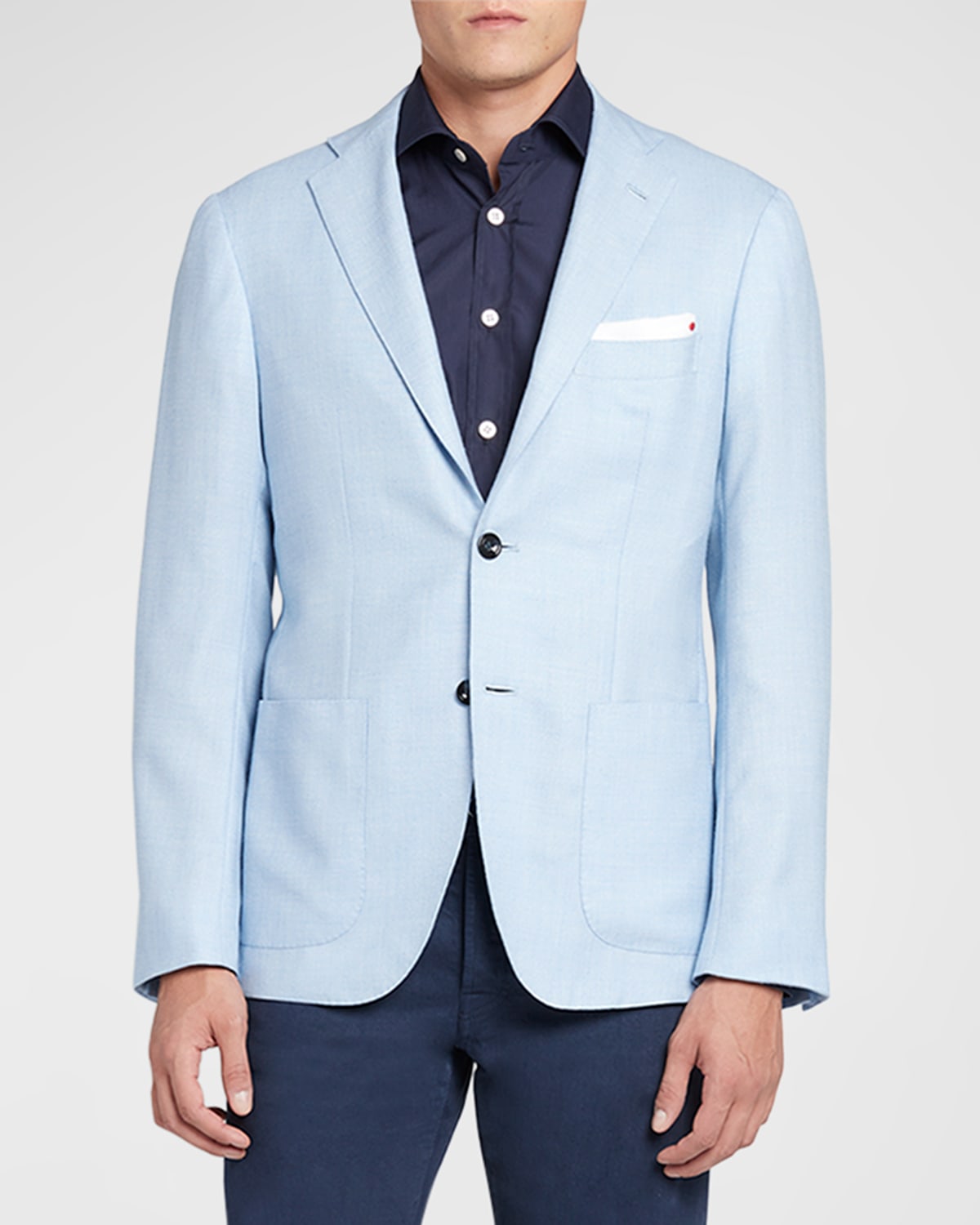 Shop Kiton Men's Solid Cashmere Sport Coat In Blue