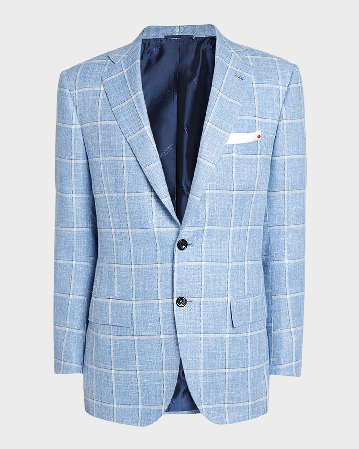 Kiton Men's Windowpane Cashmere-blend Sport Coat In Light Blue