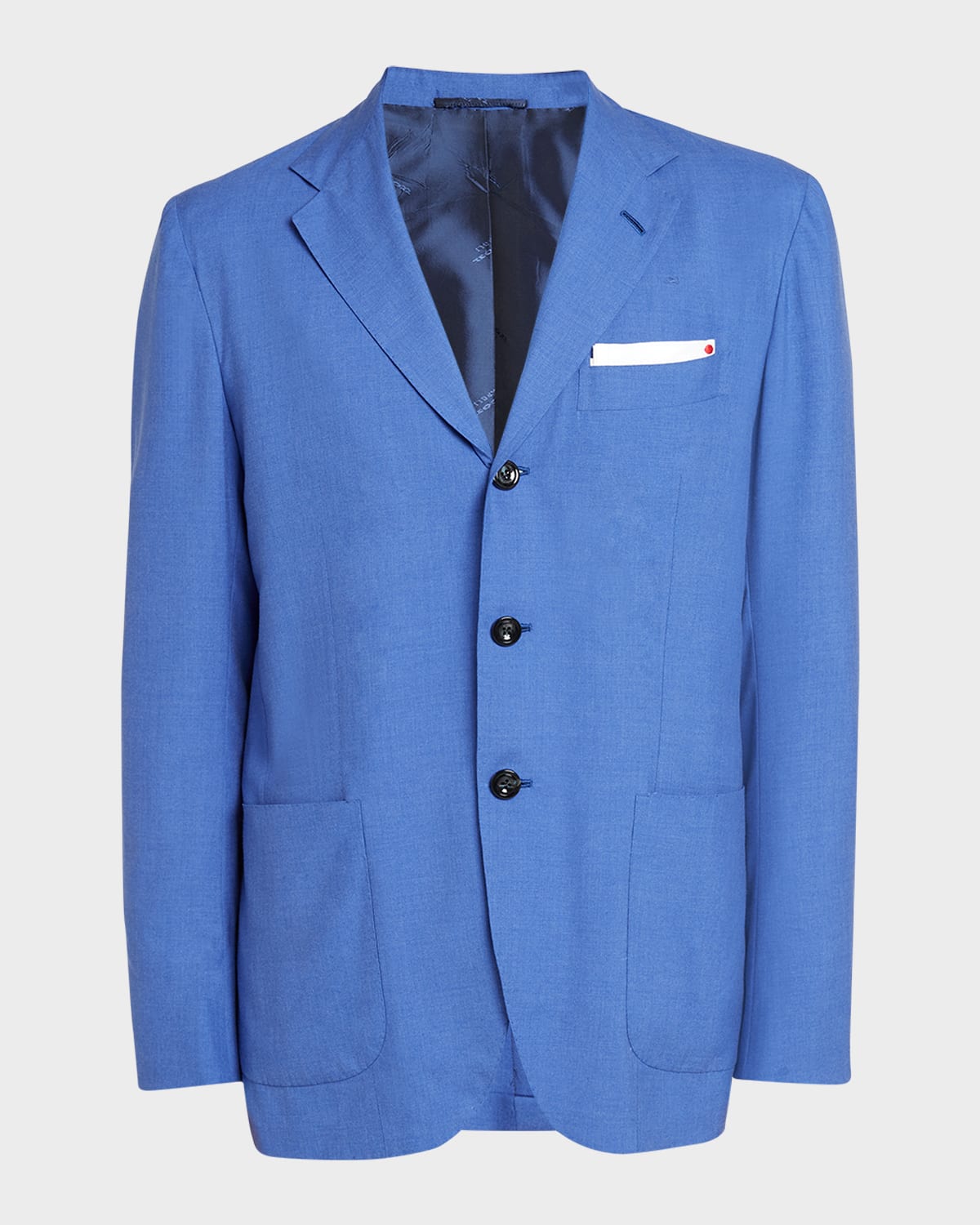 Shop Kiton Men's Washed Solid Cashmere-silk Sport Coat In Blue