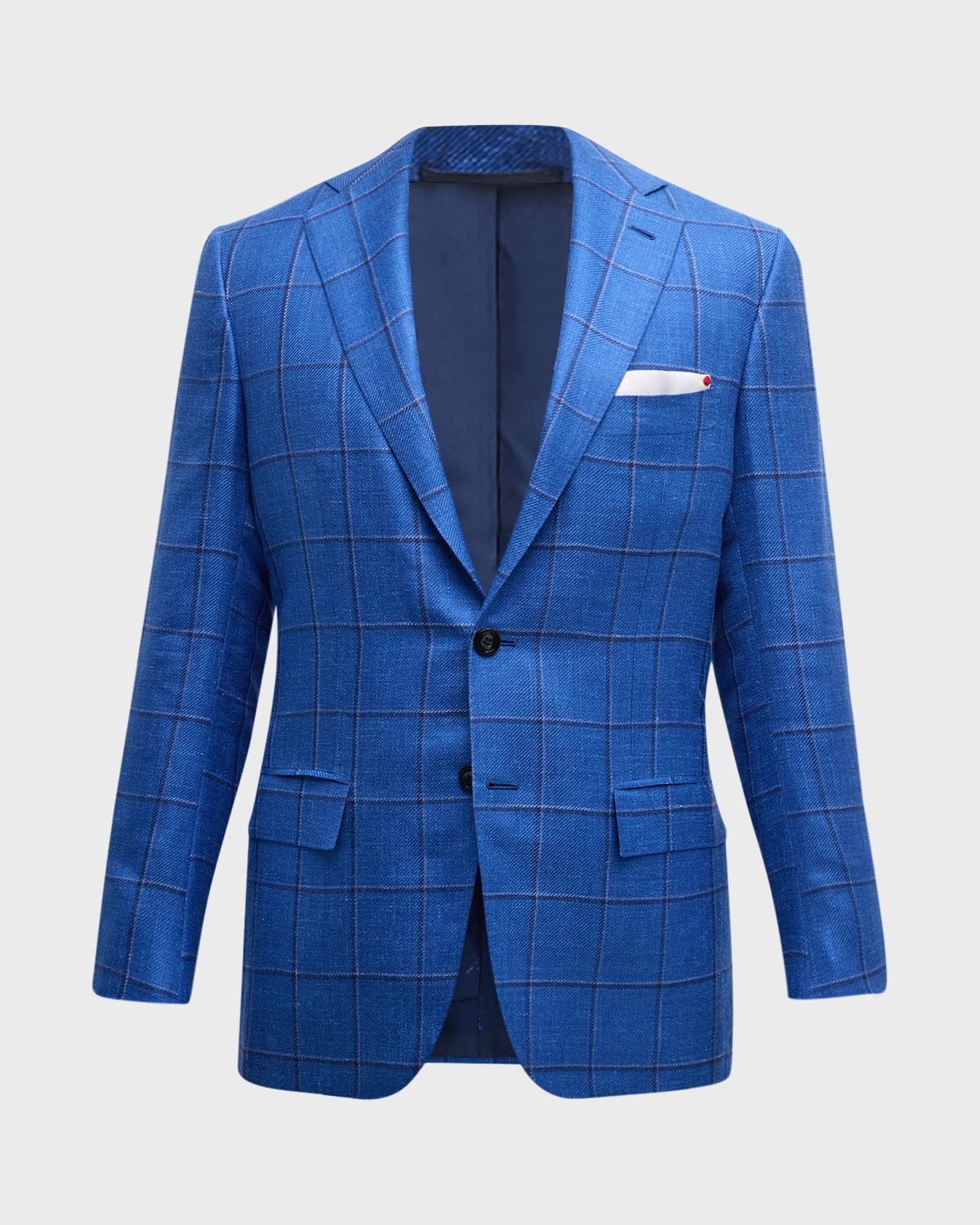 Shop Kiton Men's Windowpane Cashmere-blend Sport Coat In Blue