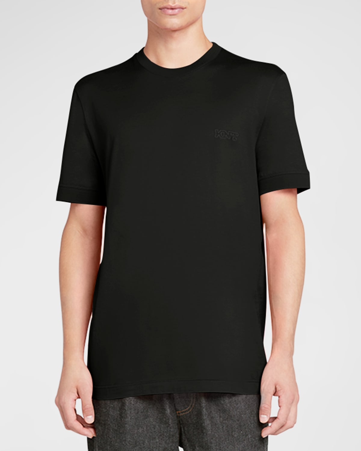 Shop Knt Men's Outline Logo Crewneck T-shirt In Black