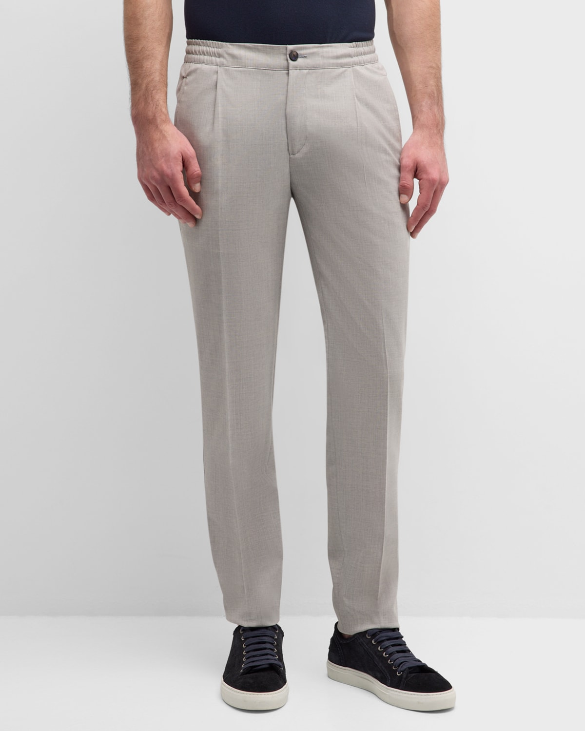 Men's Wool Stretch Pleated Trousers