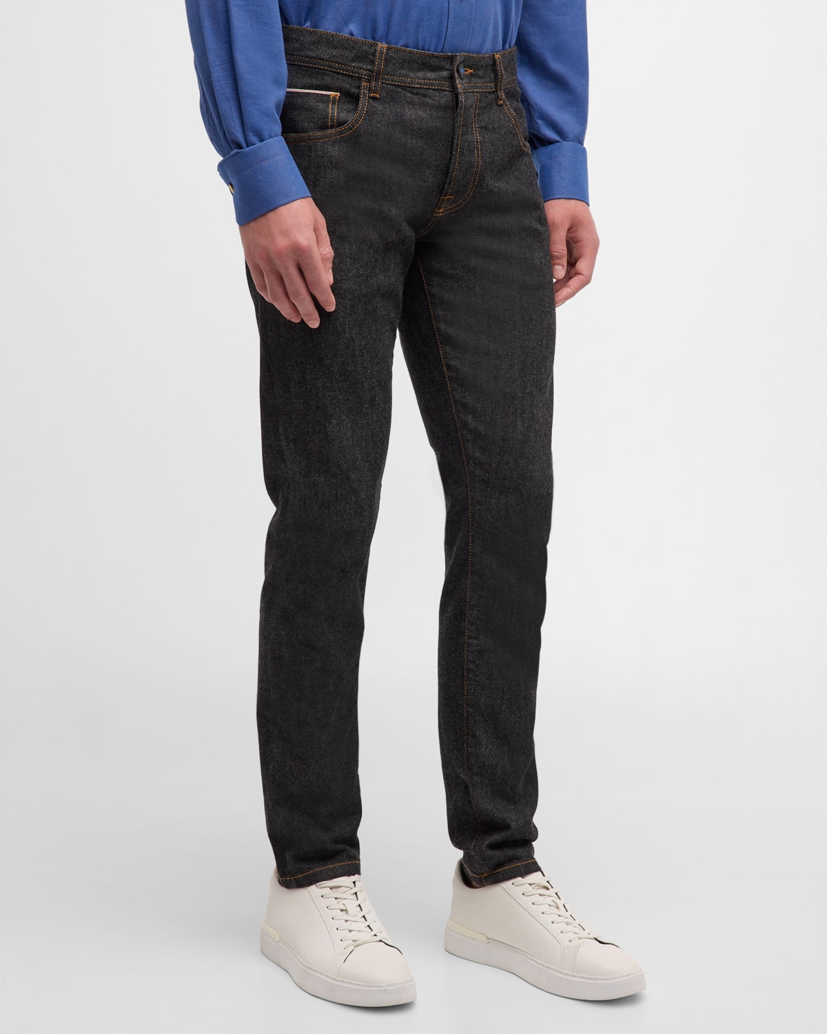 Men's Black Selvedge Denim Slim-Straight Jeans