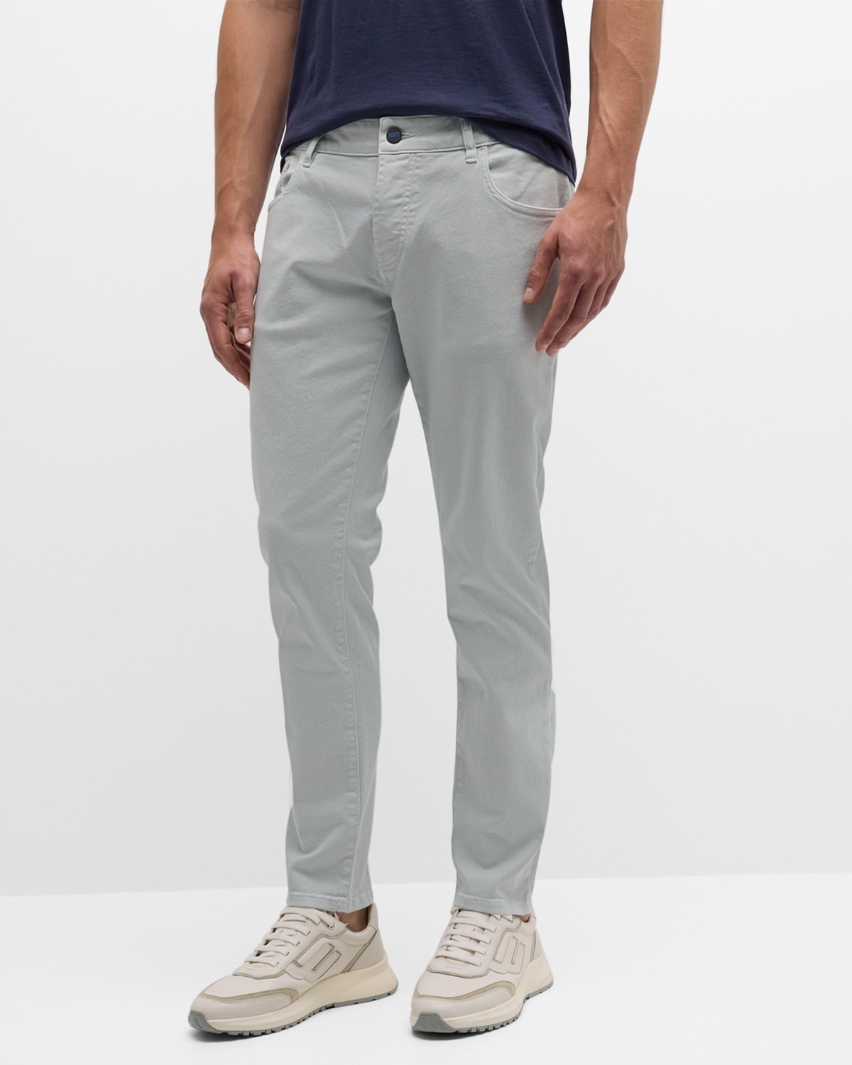 Shop Knt Men's Gray Denim Slim 5-pocket Pants In Light Gray