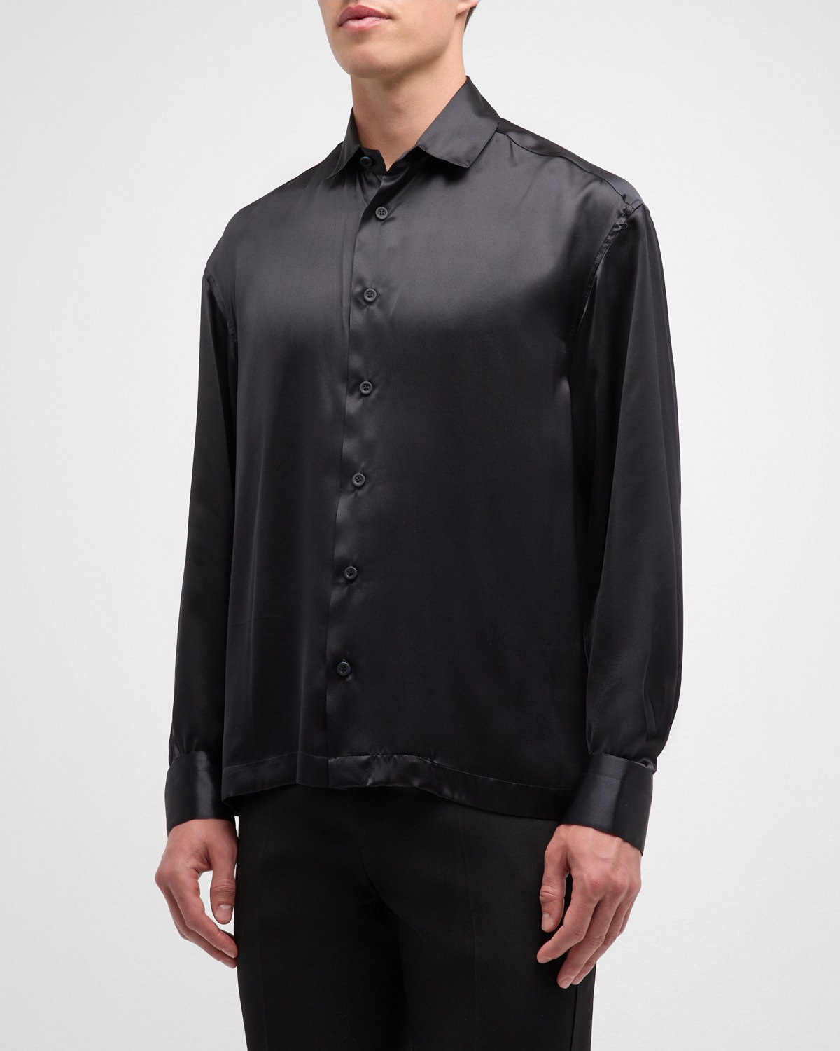 Shop Knt Men's Silk Dress Shirt In Black