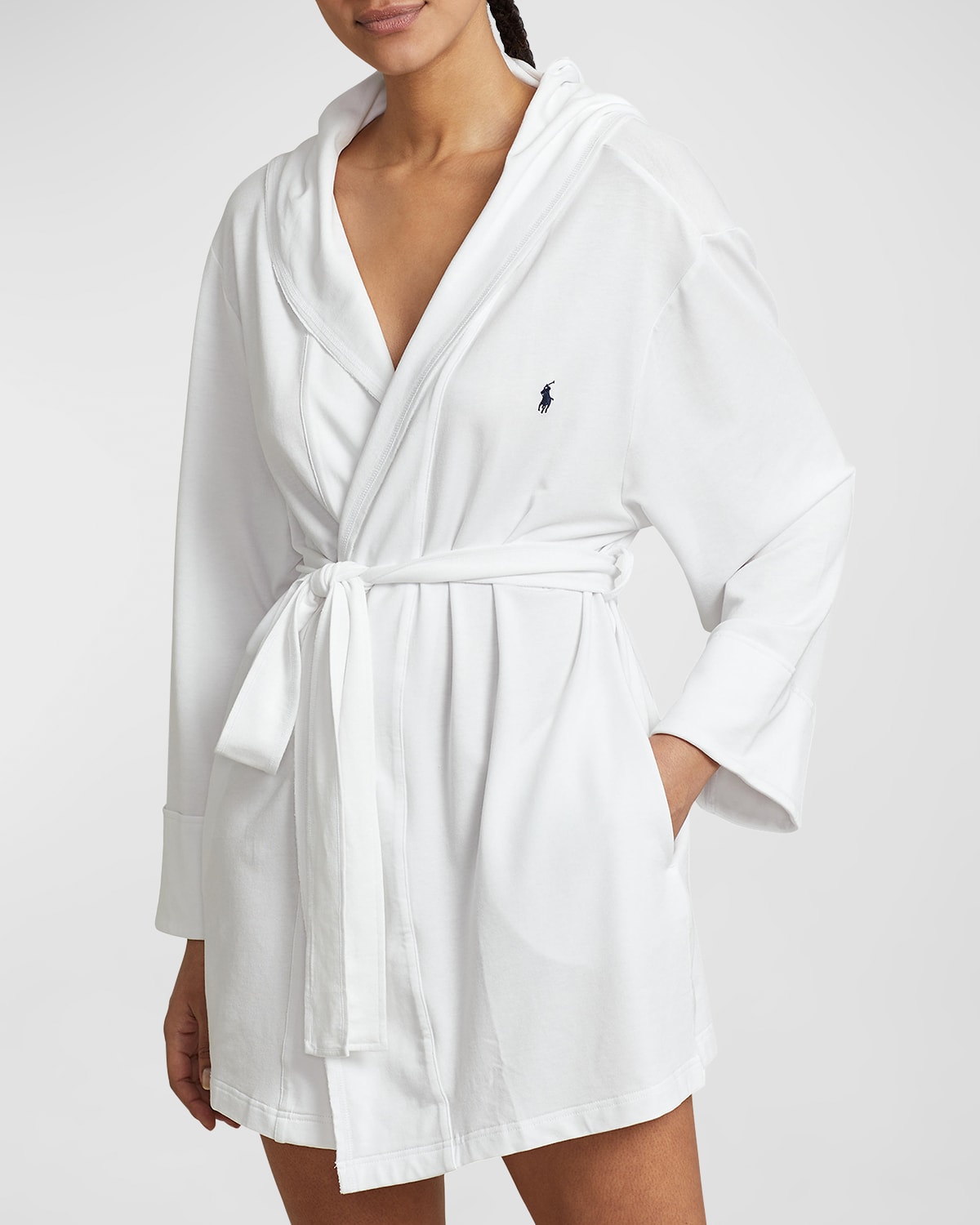 Shop Polo Ralph Lauren Hooded Cotton-modal Robe In White Cloud