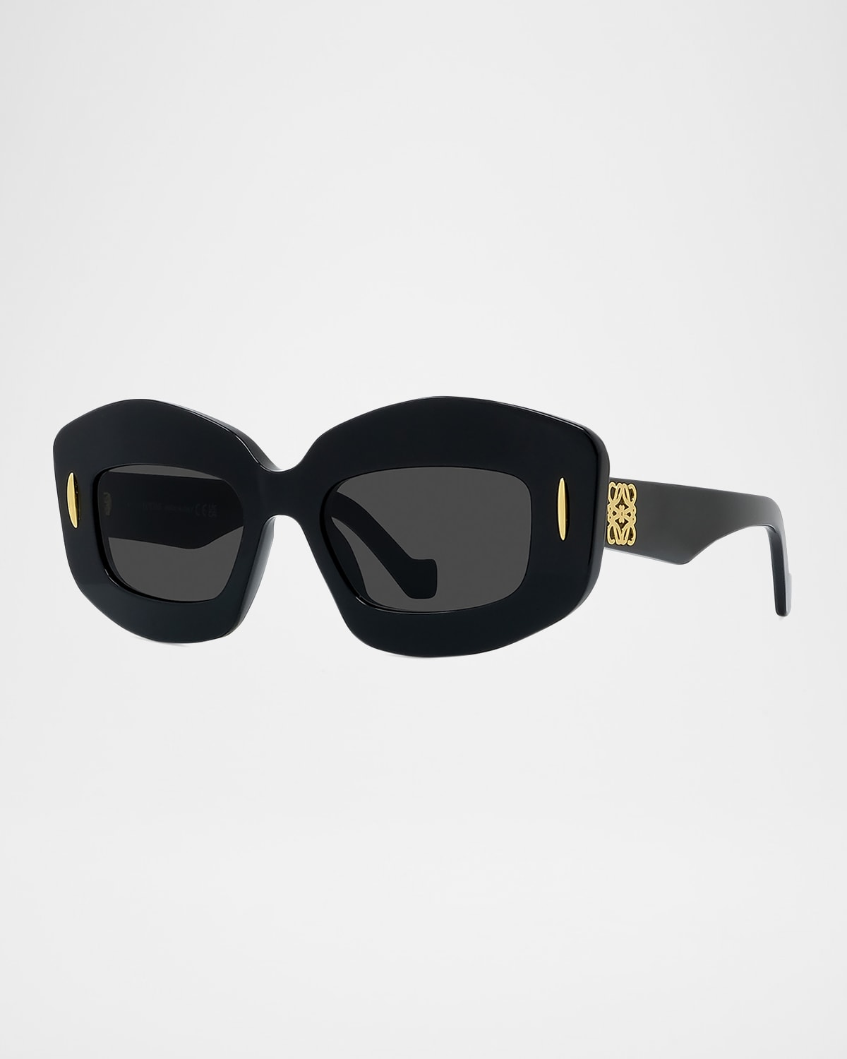 Loewe Men's Anagram Acetate-nylon Rectangle Sunglasses In Sblk/smk