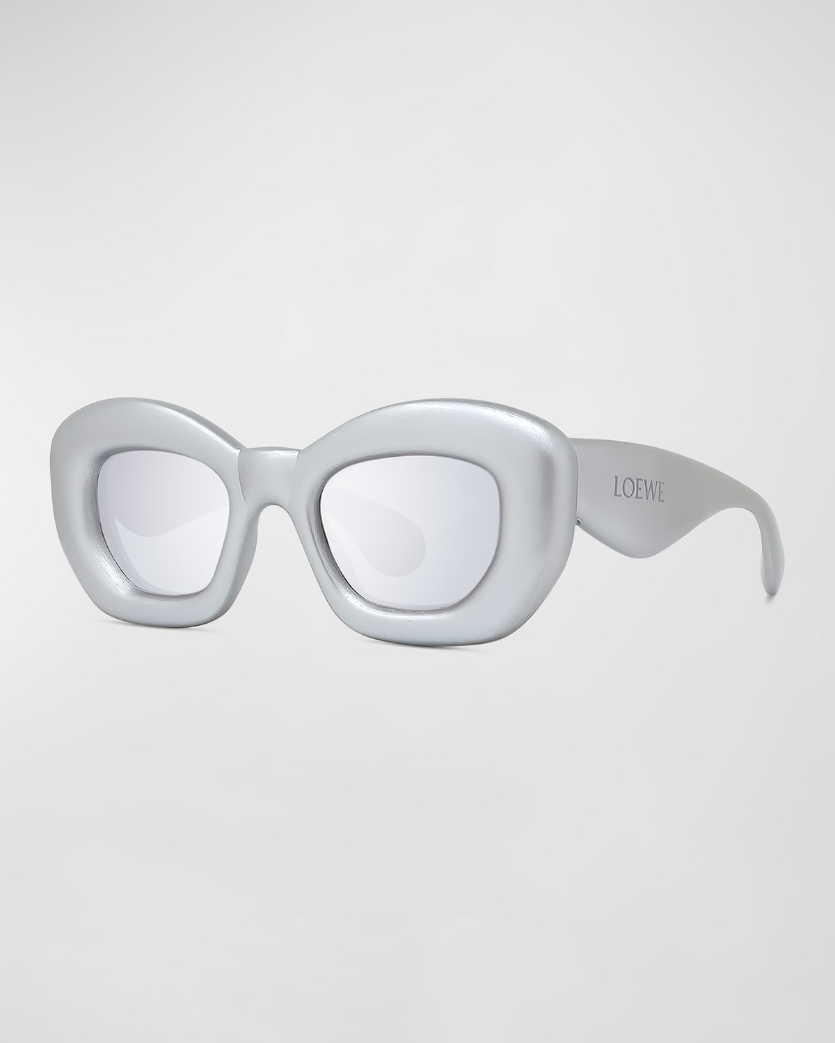 Loewe Men's Inflated Acetate-nylon Butterfly Sunglasses In Grey Smoke Mirror