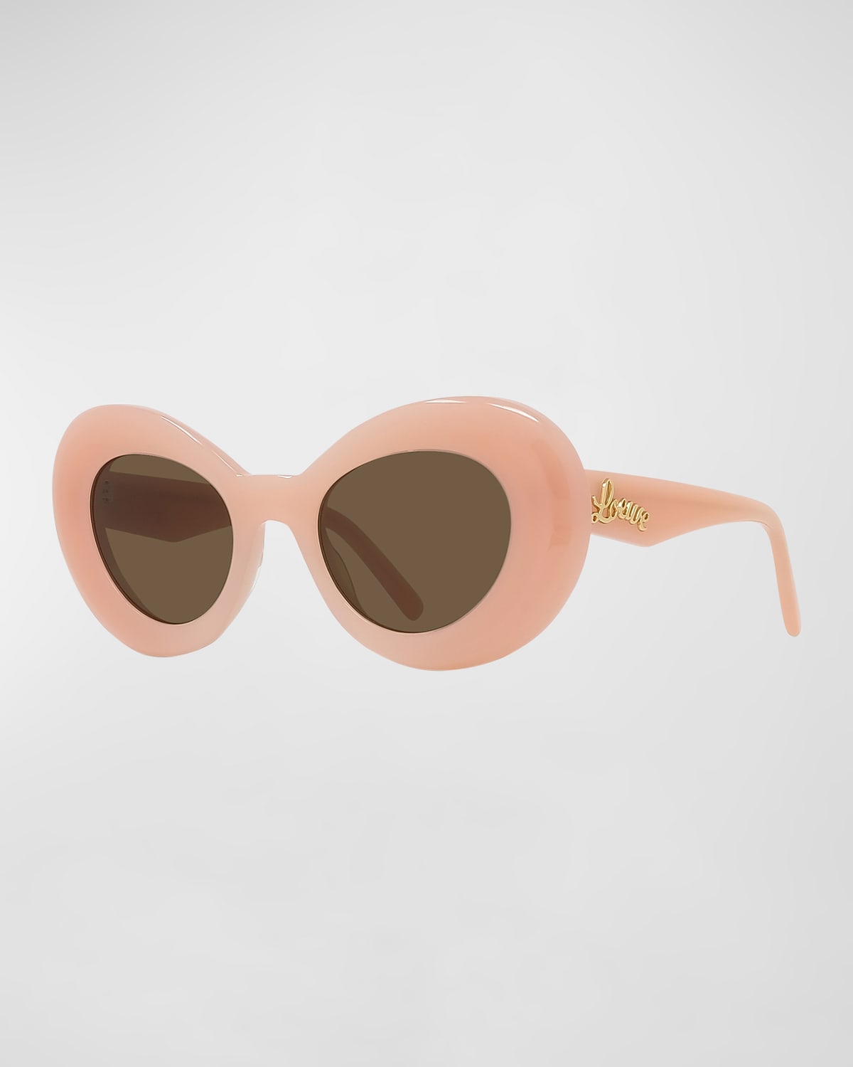 Shop Loewe Curvy Logo Acetate Butterfly Sunglasses In Pnko/brn