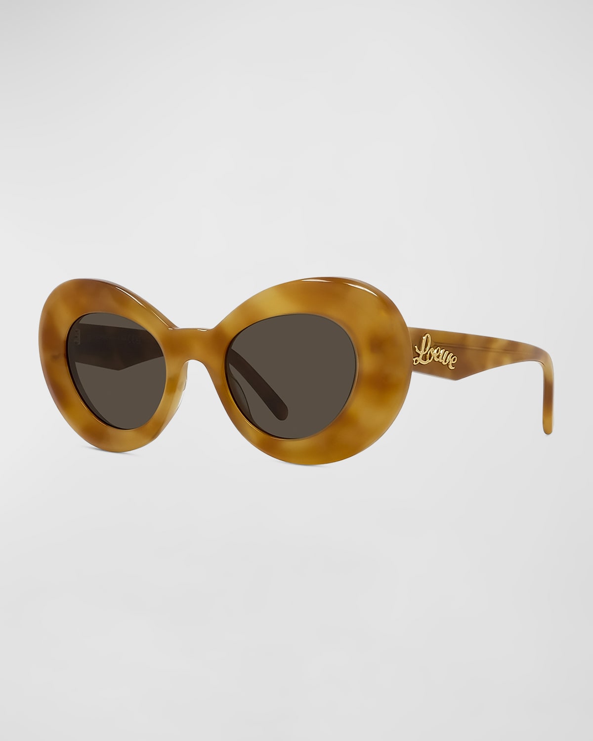 Shop Loewe Curvy Acetate Butterfly Sunglasses In Blndhav/brn