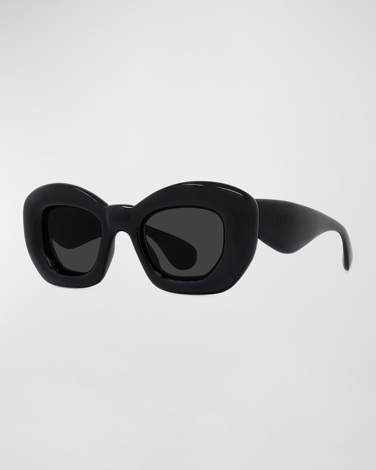 Shop Loewe Men's Inflated Acetate-nylon Butterfly Sunglasses In Sblk/smk