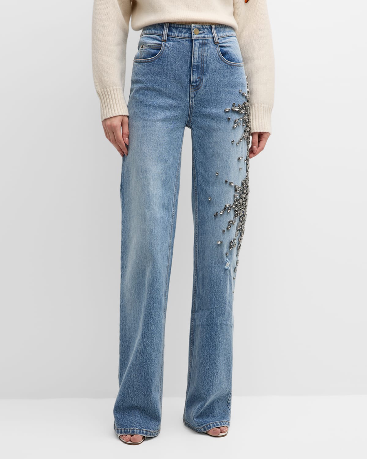 Hellessy Martin High-rise Crystal Straight-leg Jeans In Lili Wash