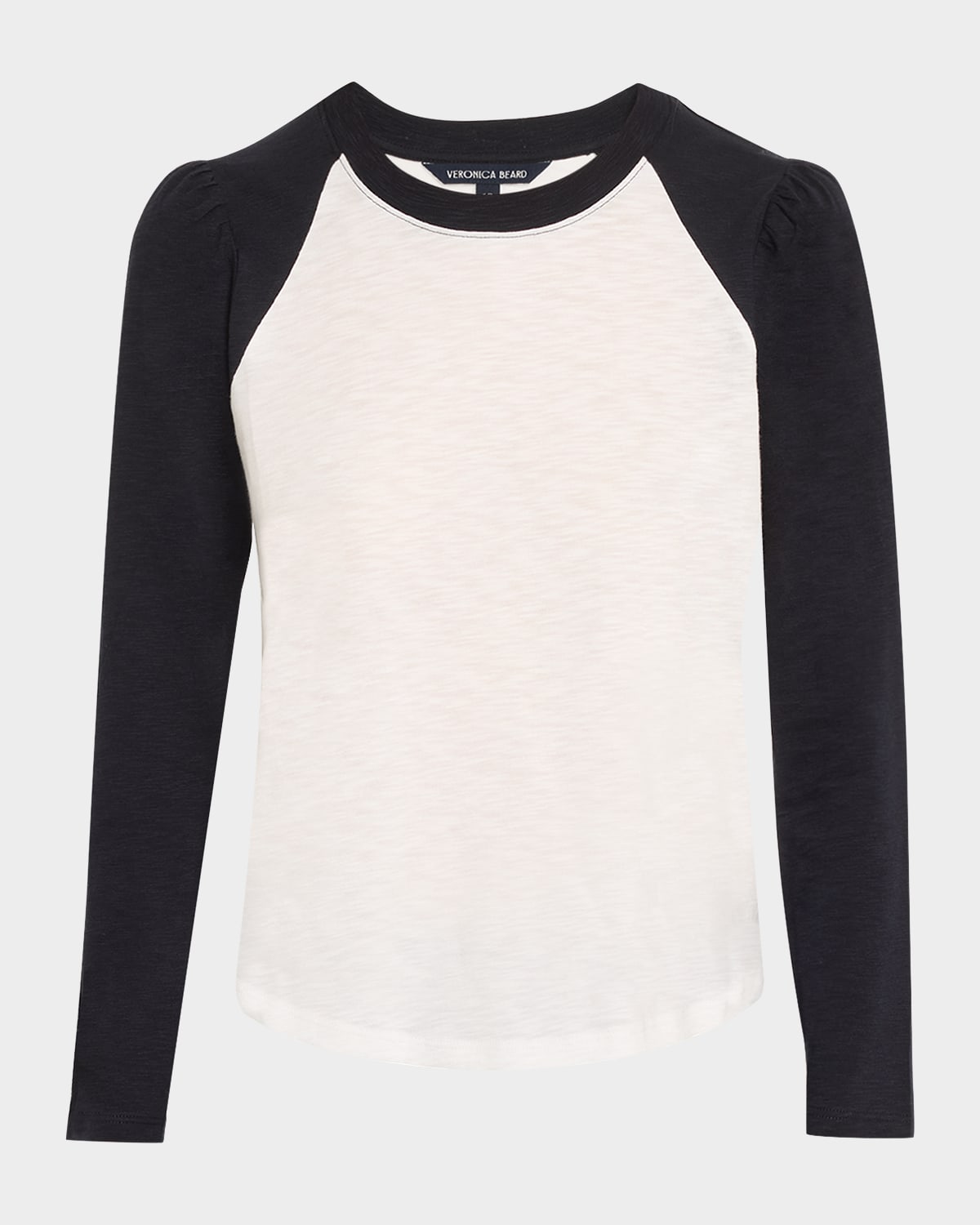 Veronica Beard Mason Long-sleeve Baseball Tee In Whitenavy
