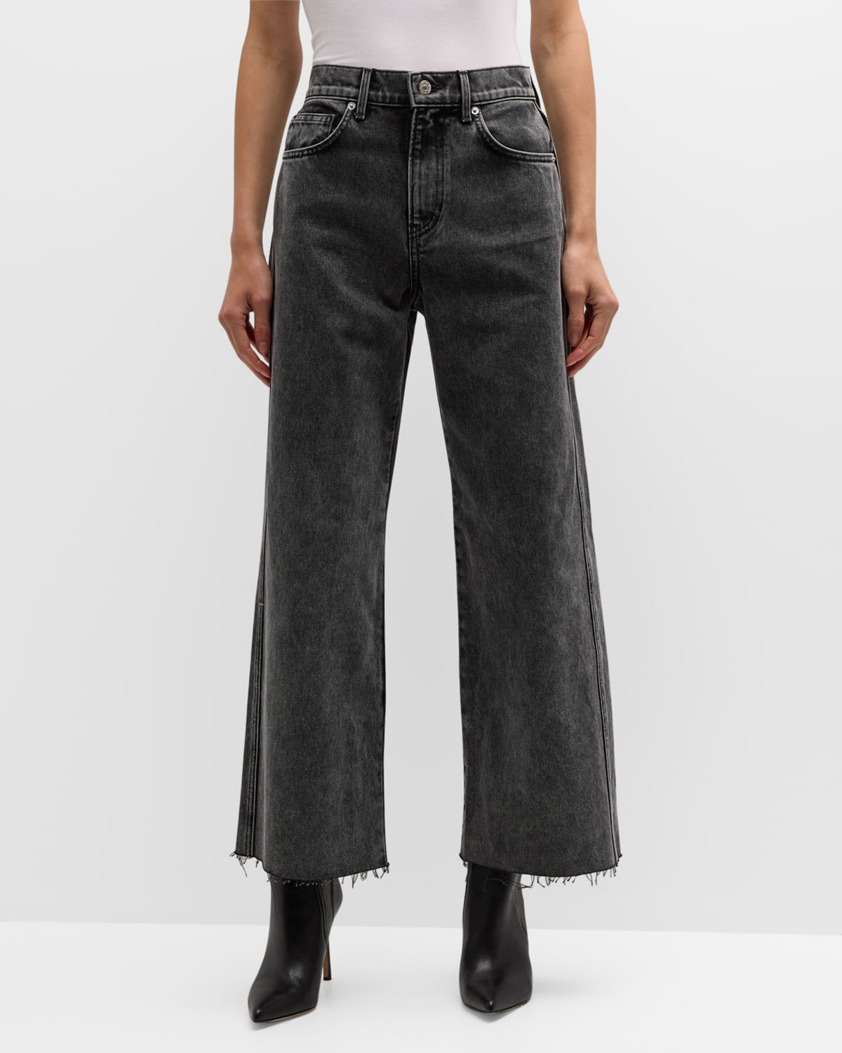 Veronica Beard Jeans Taylor Cropped High Rise Wide Jeans In Ash Onyx