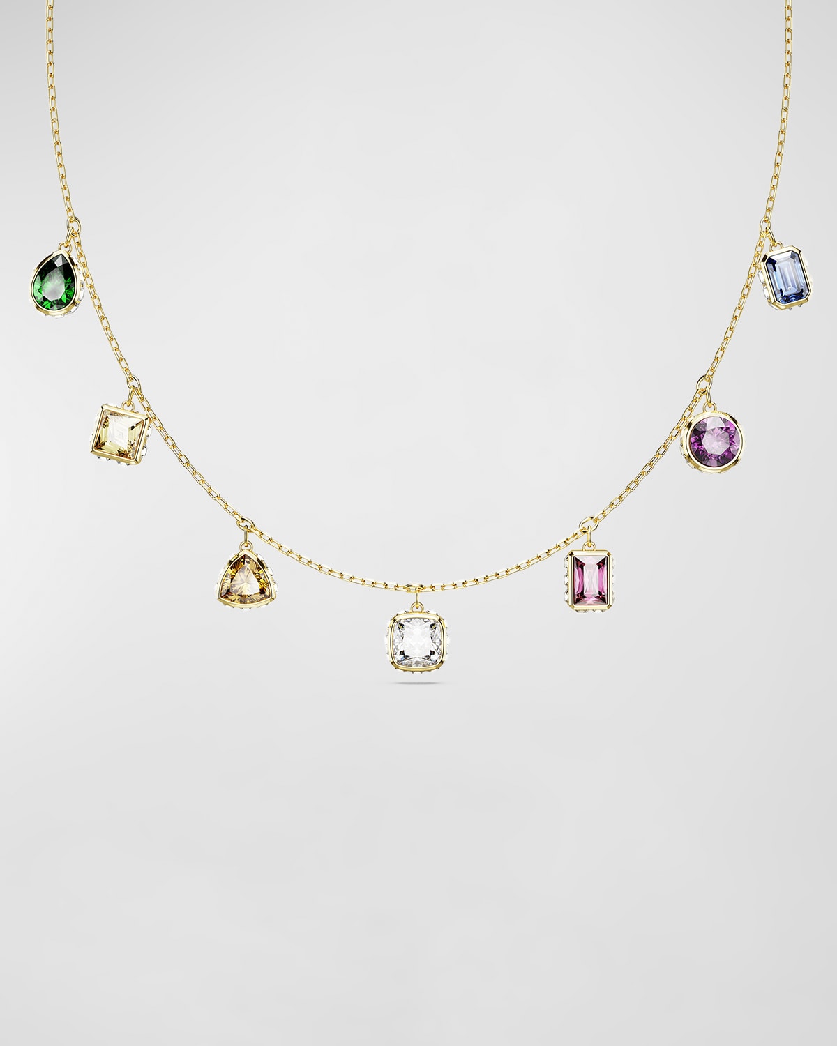 SWAROVSKI STILLA GOLD-TONE MIX-CUT MULTICOLOR NECKLACE