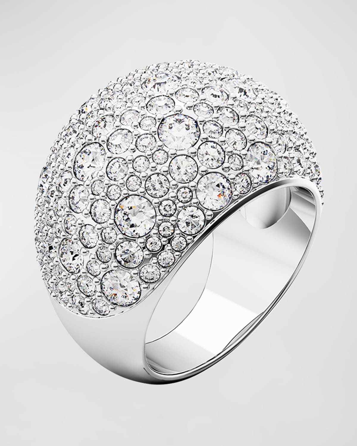 Luna Rhodium-Plated Crystal Pave Statement Ring