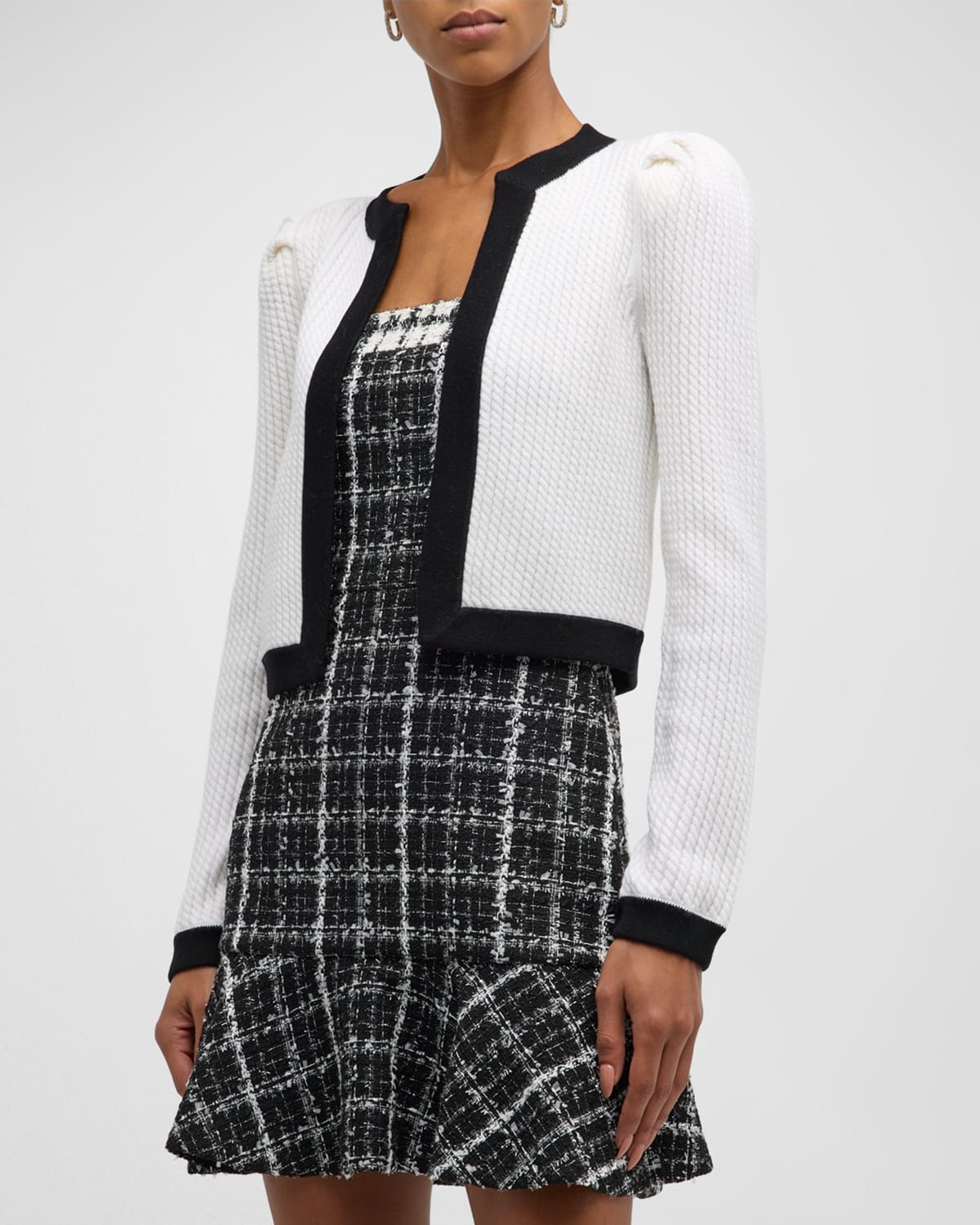 Alice + Olivia Trina Cable-Knit Cropped Cardigan