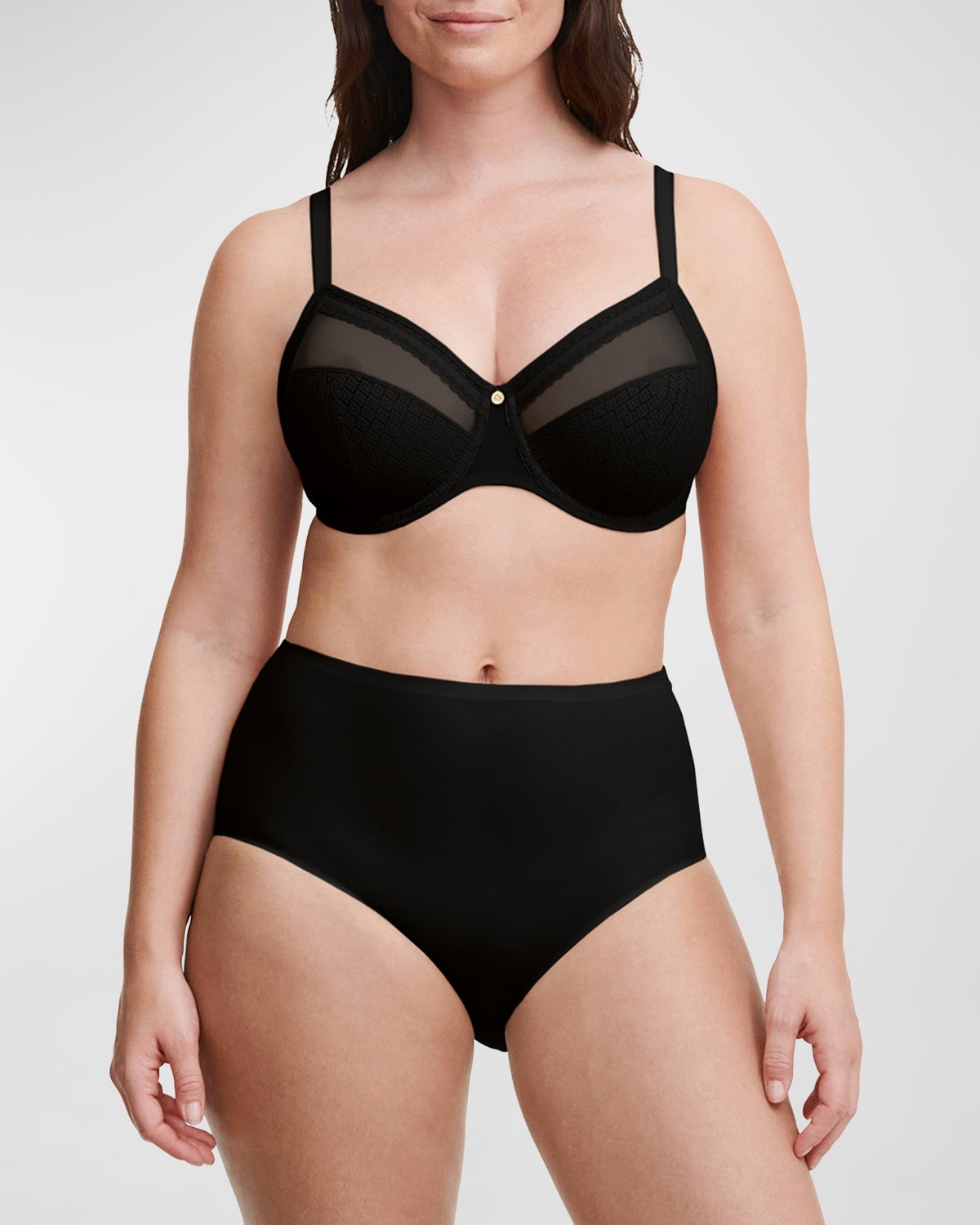 Chantelle Lucie Three-part Lace Bra In Black