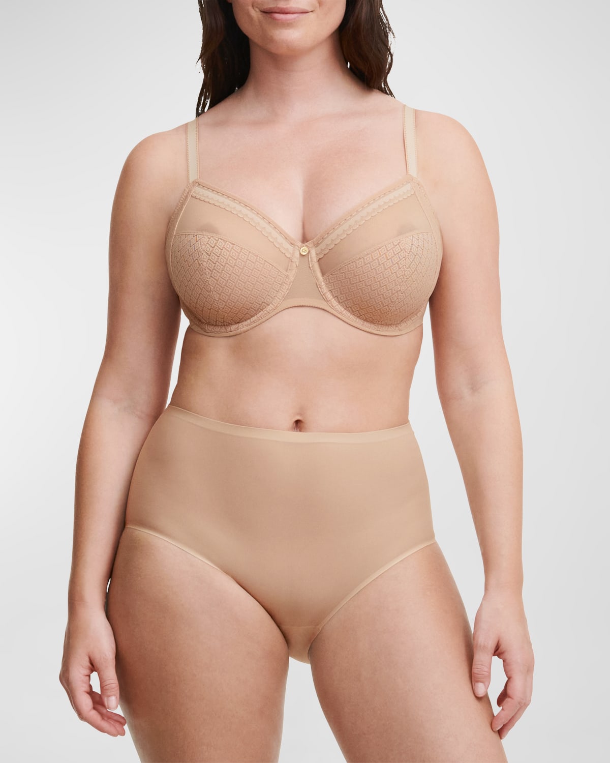 Chantelle Lucie Three-part Lace Bra In Sirrocco