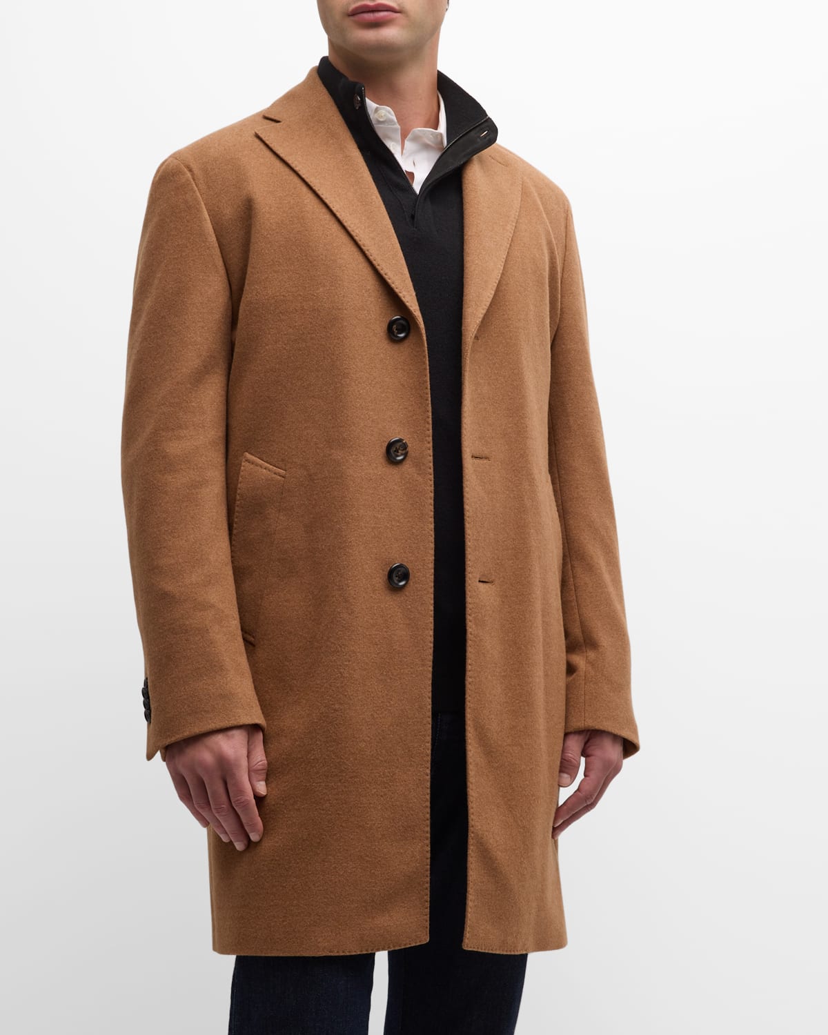 Neiman Marcus Men's 14.5 Micron Wool Topcoat In Medium Brown