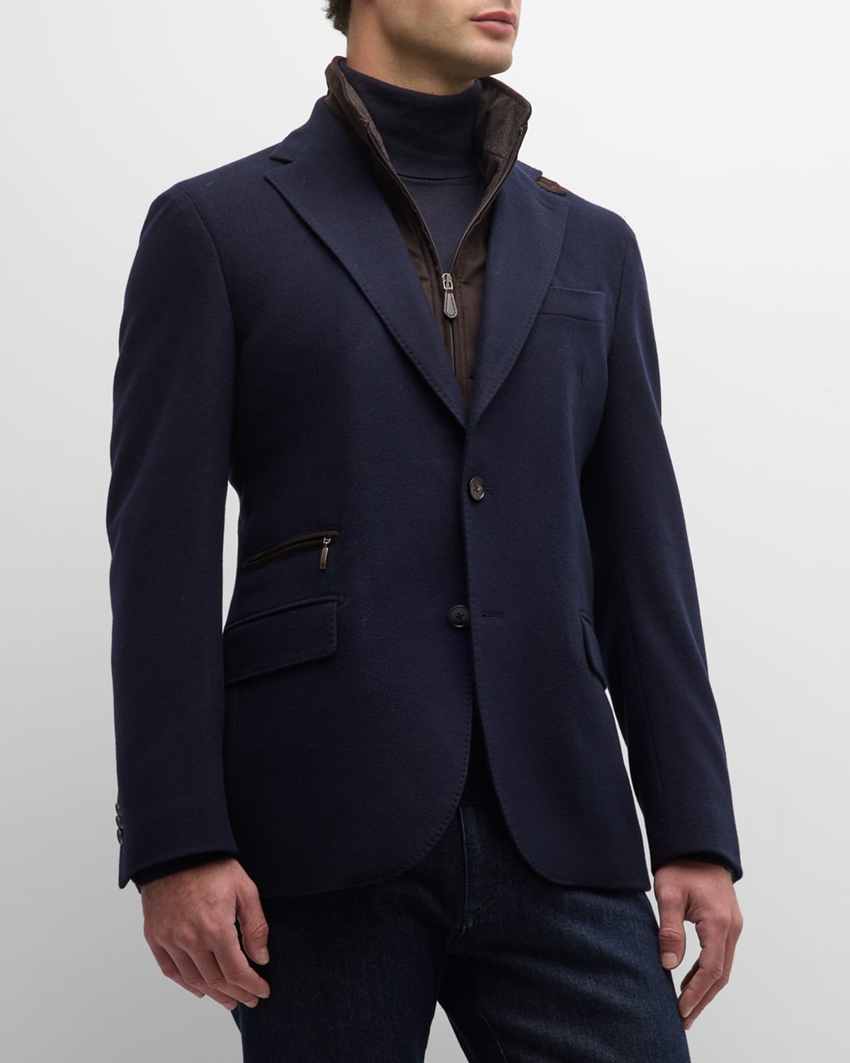Neiman Marcus Men's Wool Travel Jacket In Blue