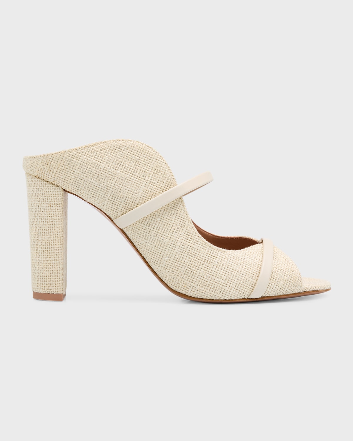 Malone Souliers Norah Raffia Two-band Slide Sandals In Cream