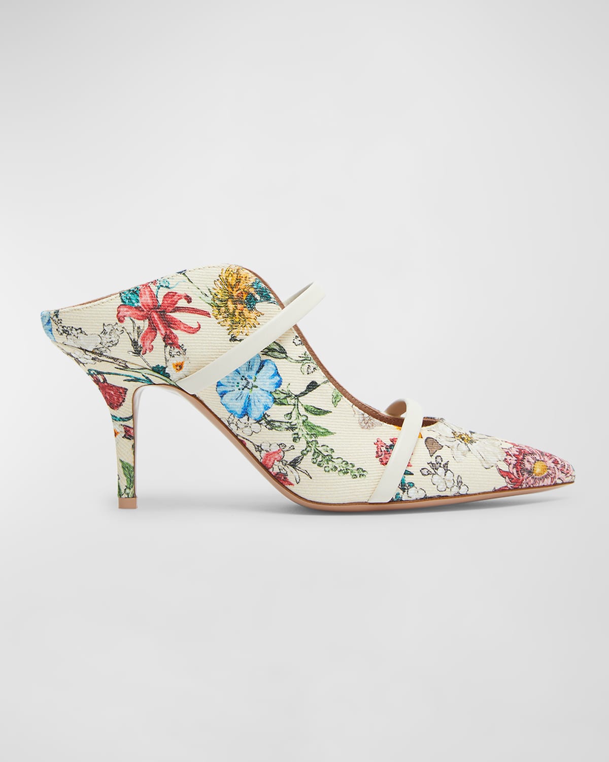 Malone Souliers Maureen Floral Dual-band Mule Pumps In Floral Cream