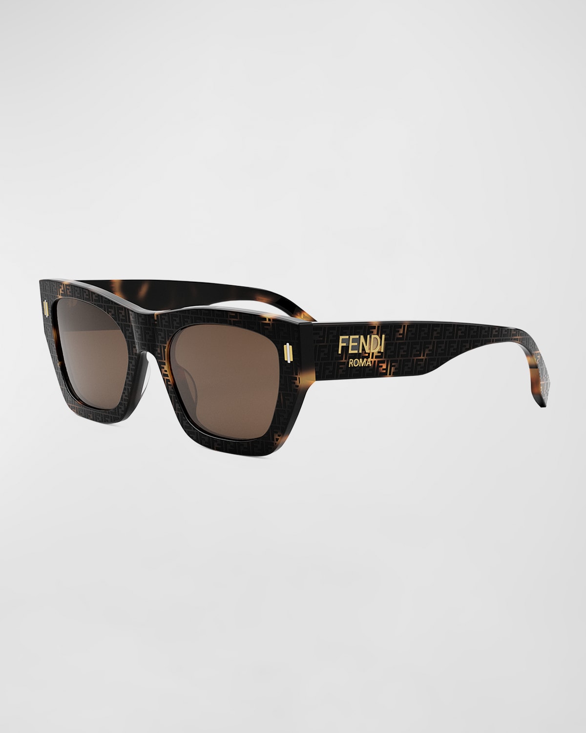 Shop Fendi Roma Acetate Rectangle Sunglasses In Col/hav/brn