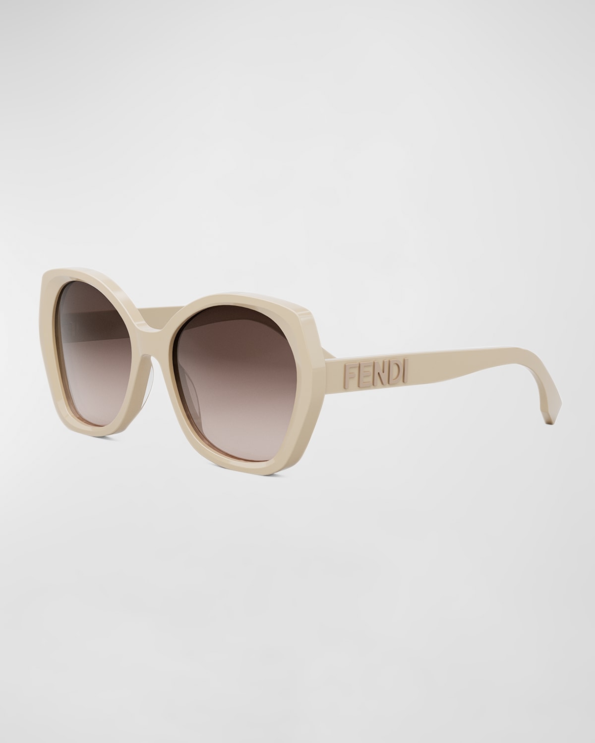 Shop Fendi Lettering Butterfly Acetate Sunglasses In Sbeig/brng